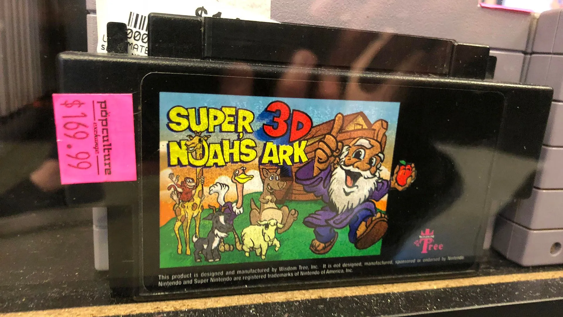 Bìa game Super Noah's Ark 3D, một ví dụ về game SNES không bản quyền từng gây tranh cãi