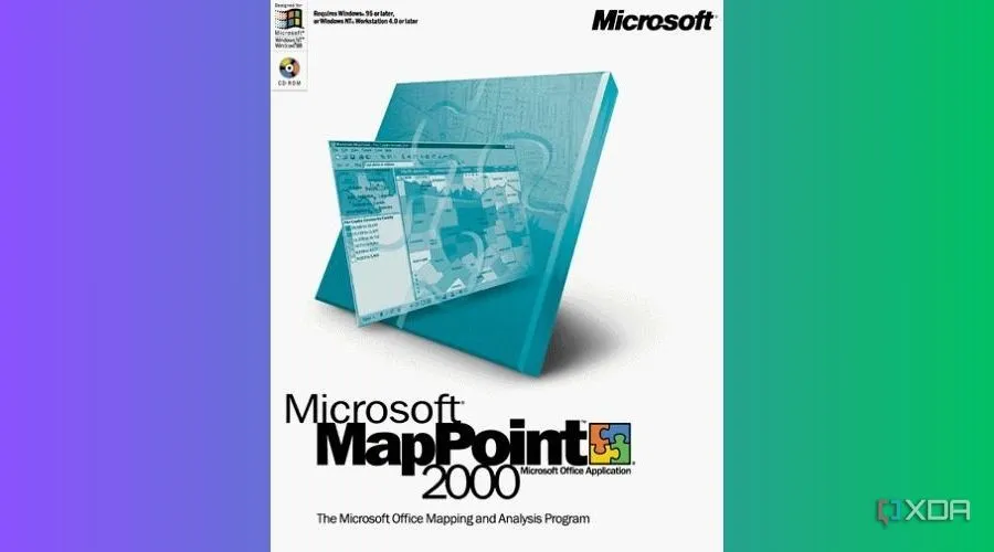 Bìa sản phẩm Microsoft MapPoint trên nền gradient