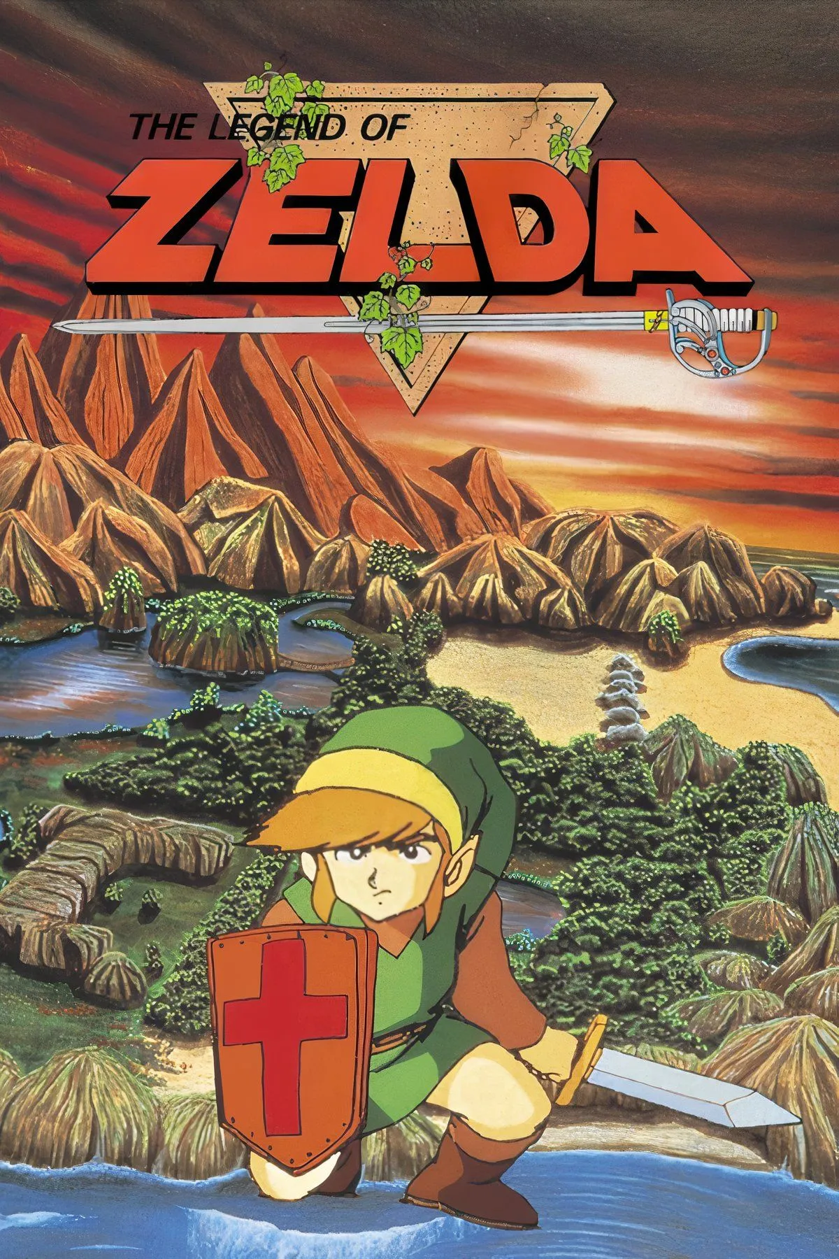 Bìa tổng hợp các hình ảnh trong game The Legend of Zelda trên NES
