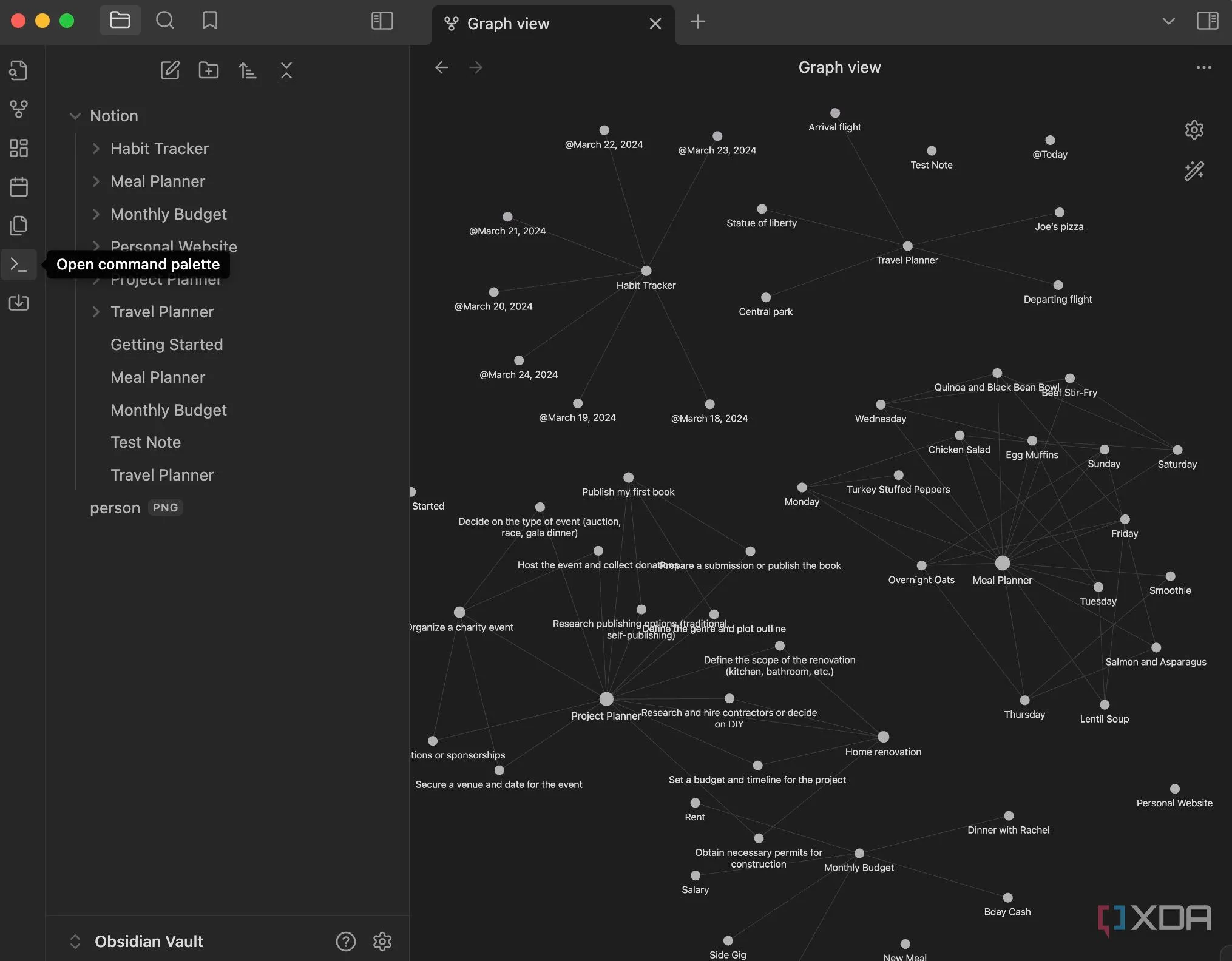 Biểu đồ liên kết ghi chú phức tạp trong Obsidian Graph View