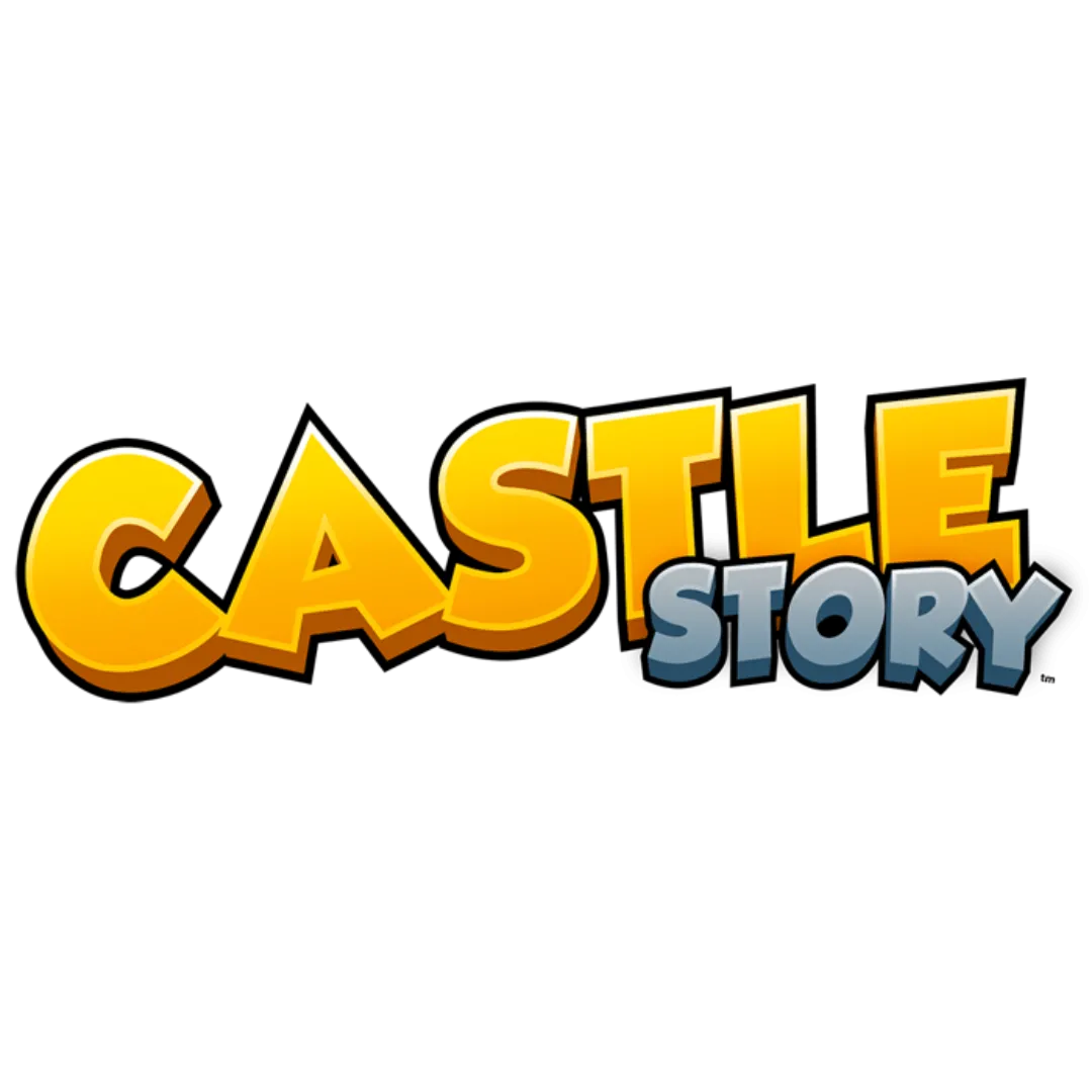 Biểu tượng game Castle Story với hình ảnh lâu đài và các khối vuông, thể hiện phong cách xây dựng tương tự Minecraft.