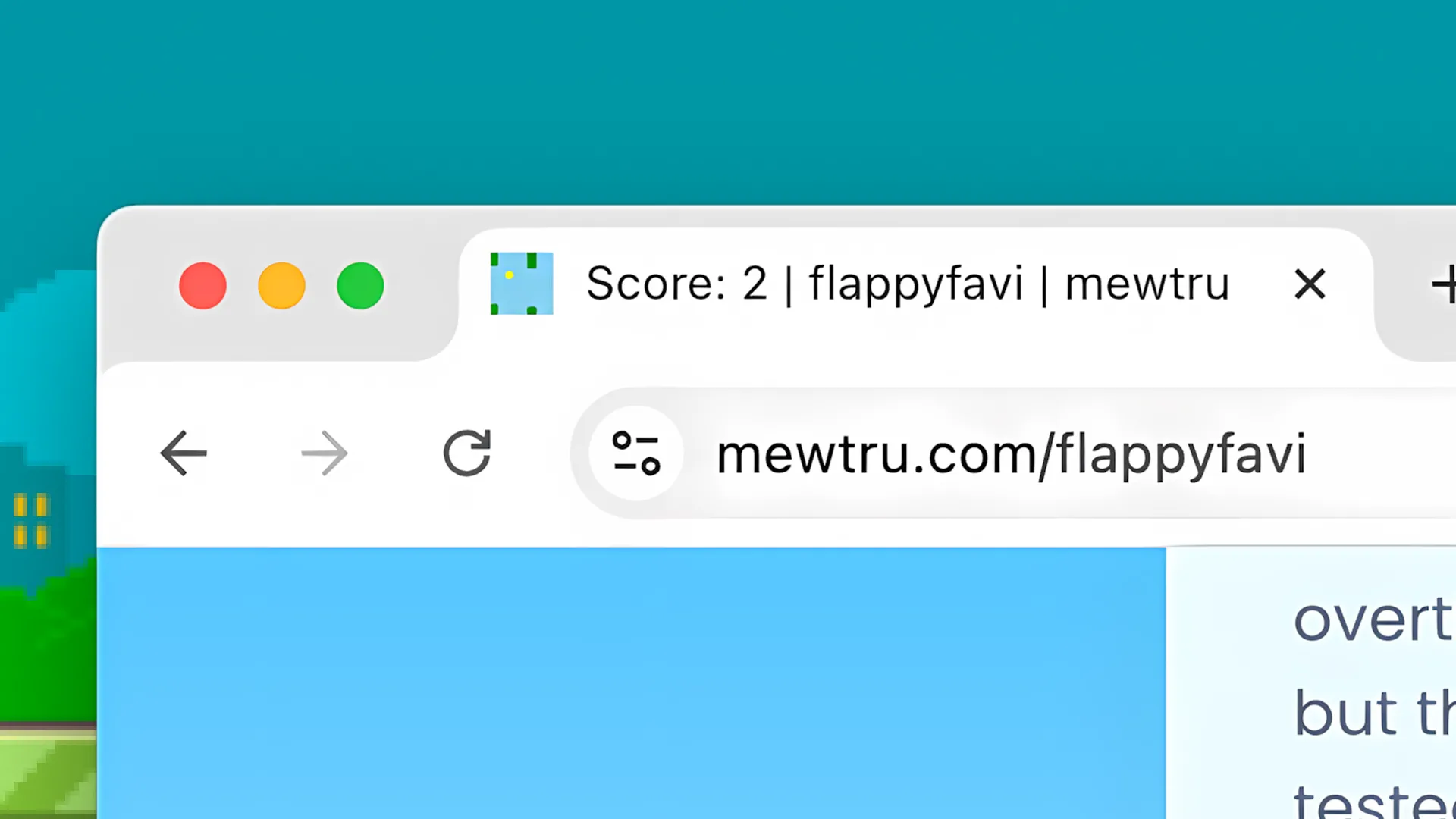 Biểu tượng game Flappy Bird chạy trong favicon của trình duyệt, một minh chứng cho sự sáng tạo lập trình.