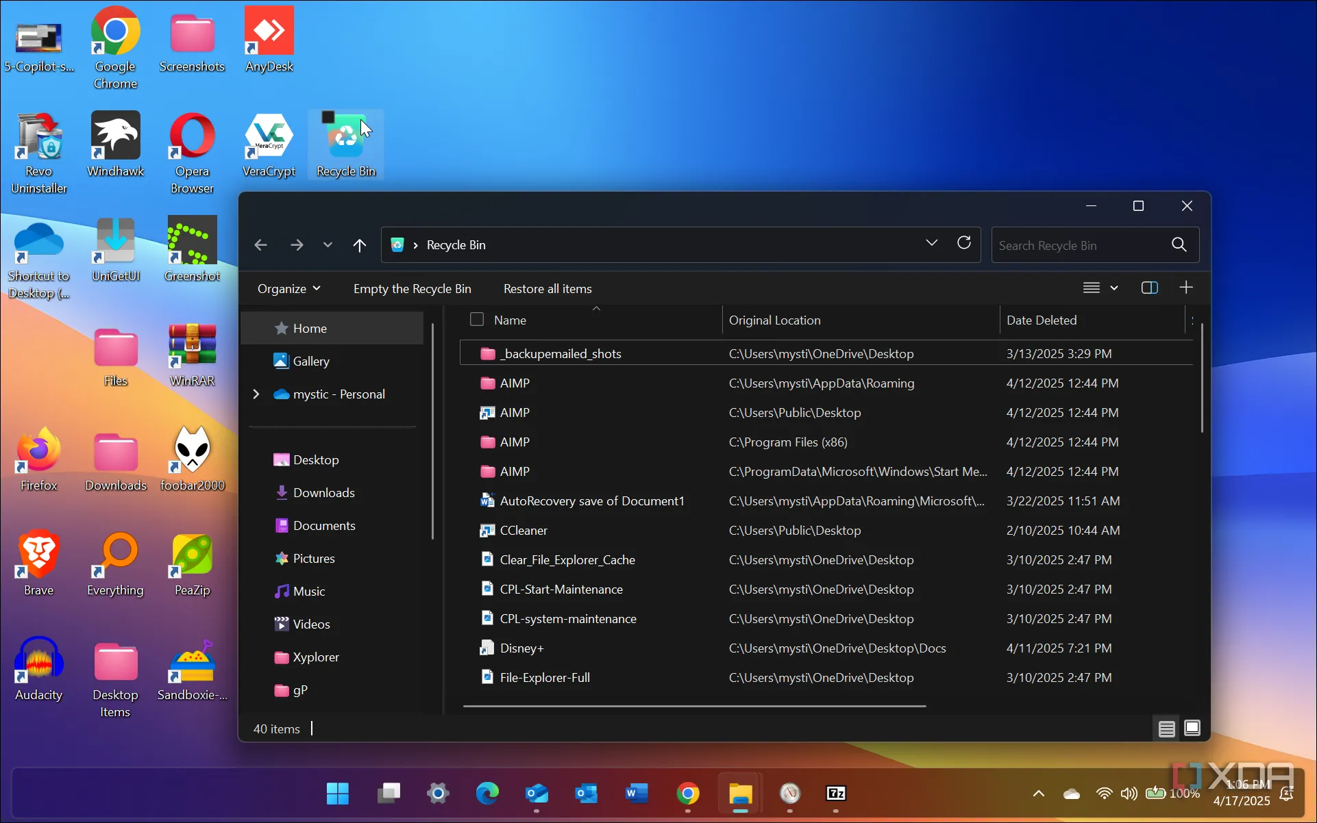 Biểu tượng thùng rác trên hệ điều hành Windows 11 để khôi phục file