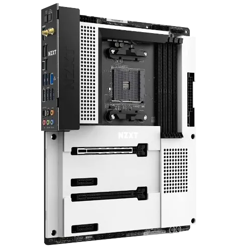 Bo mạch chủ NZXT N7 B550 với thiết kế tối giản màu trắng.