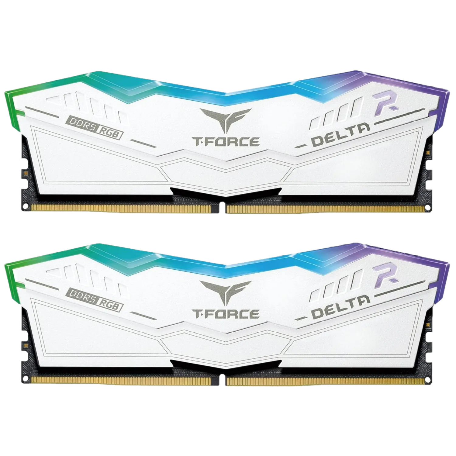 Bộ nhớ RAM TeamGroup T-Force Delta RGB DDR5 màu trắng với dải đèn LED RGB rực rỡ, tăng cường thẩm mỹ cho dàn PC gaming