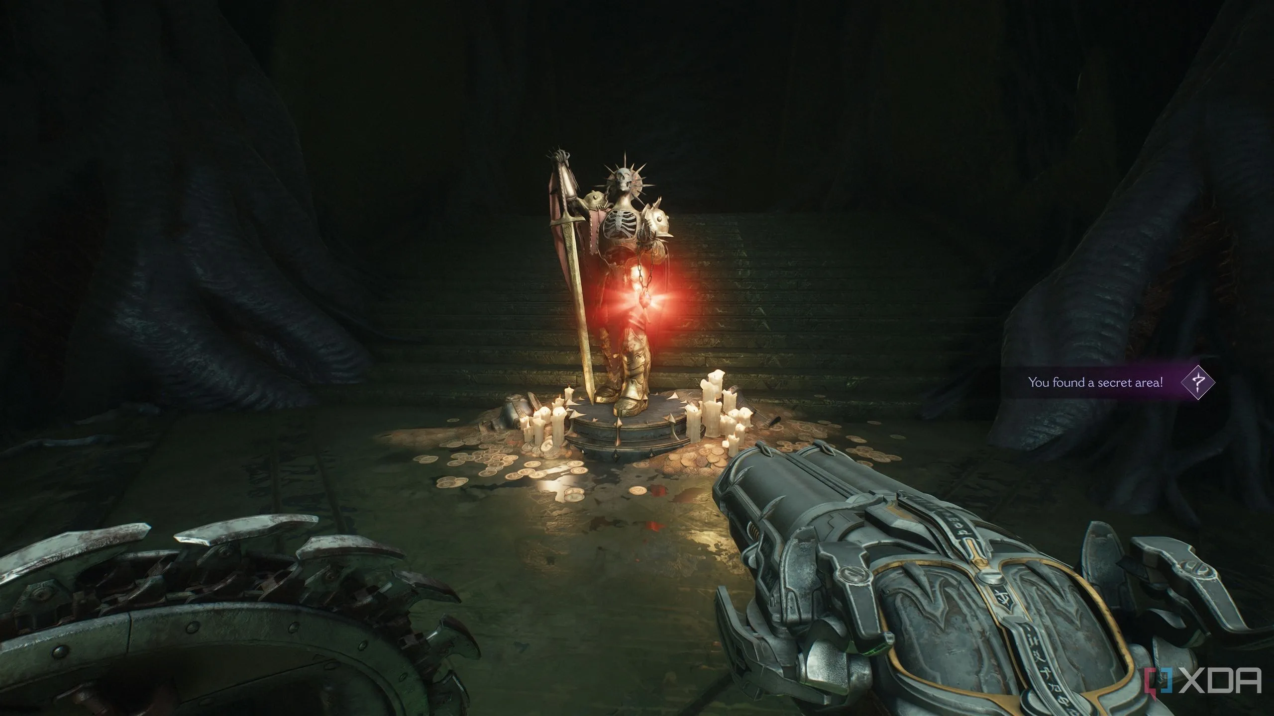 Bức tượng Hồng Ngọc Đỏ và lối vào Khu vực Bí mật 1 trong Chương 16 Doom The Dark Ages