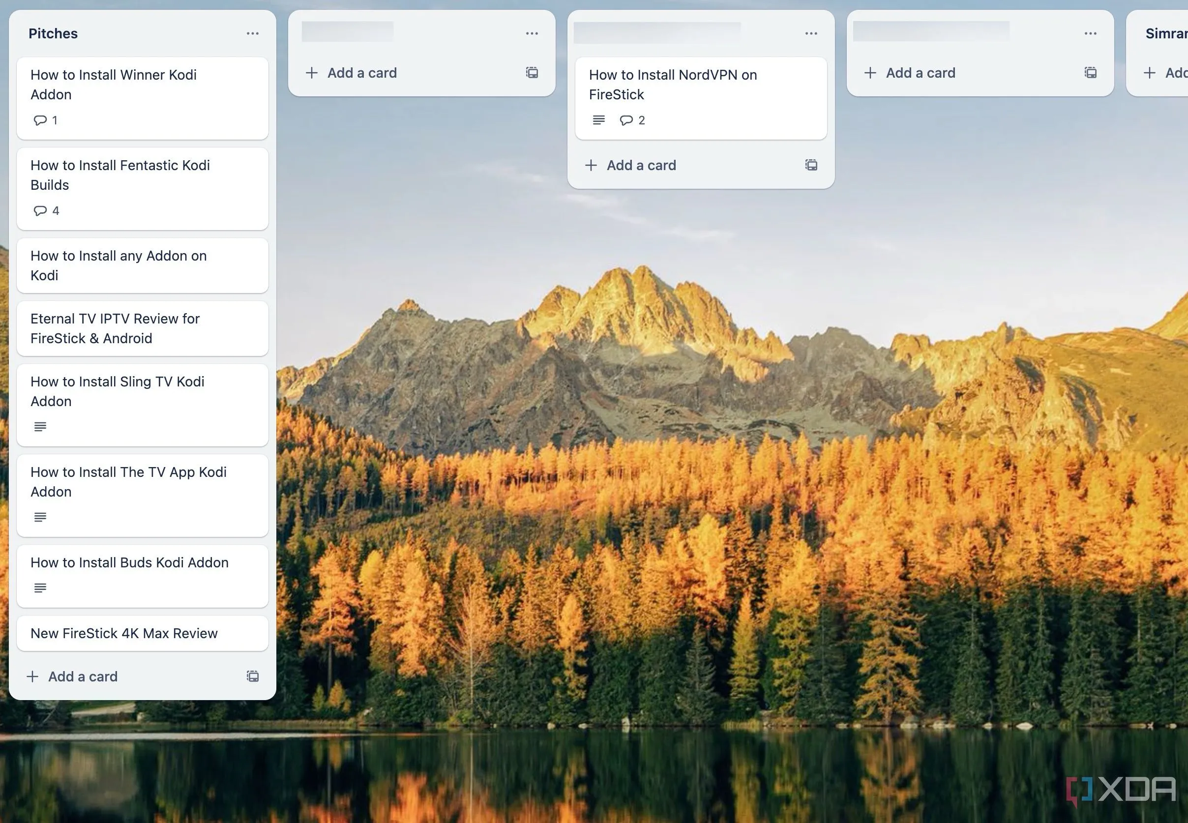 Các bảng Trello với hình nền và ảnh bìa thẻ