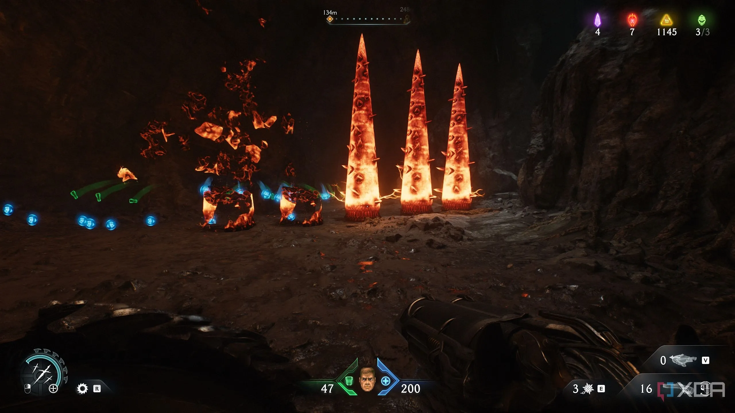 Các gai kim loại nóng chảy trong Chapter 20 của Doom: The Dark Ages
