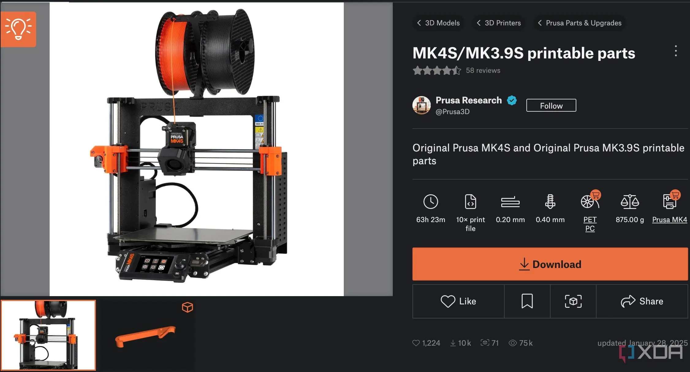 Các linh kiện máy in 3D như trục vít, giá đỡ được tự in từ máy in 3D