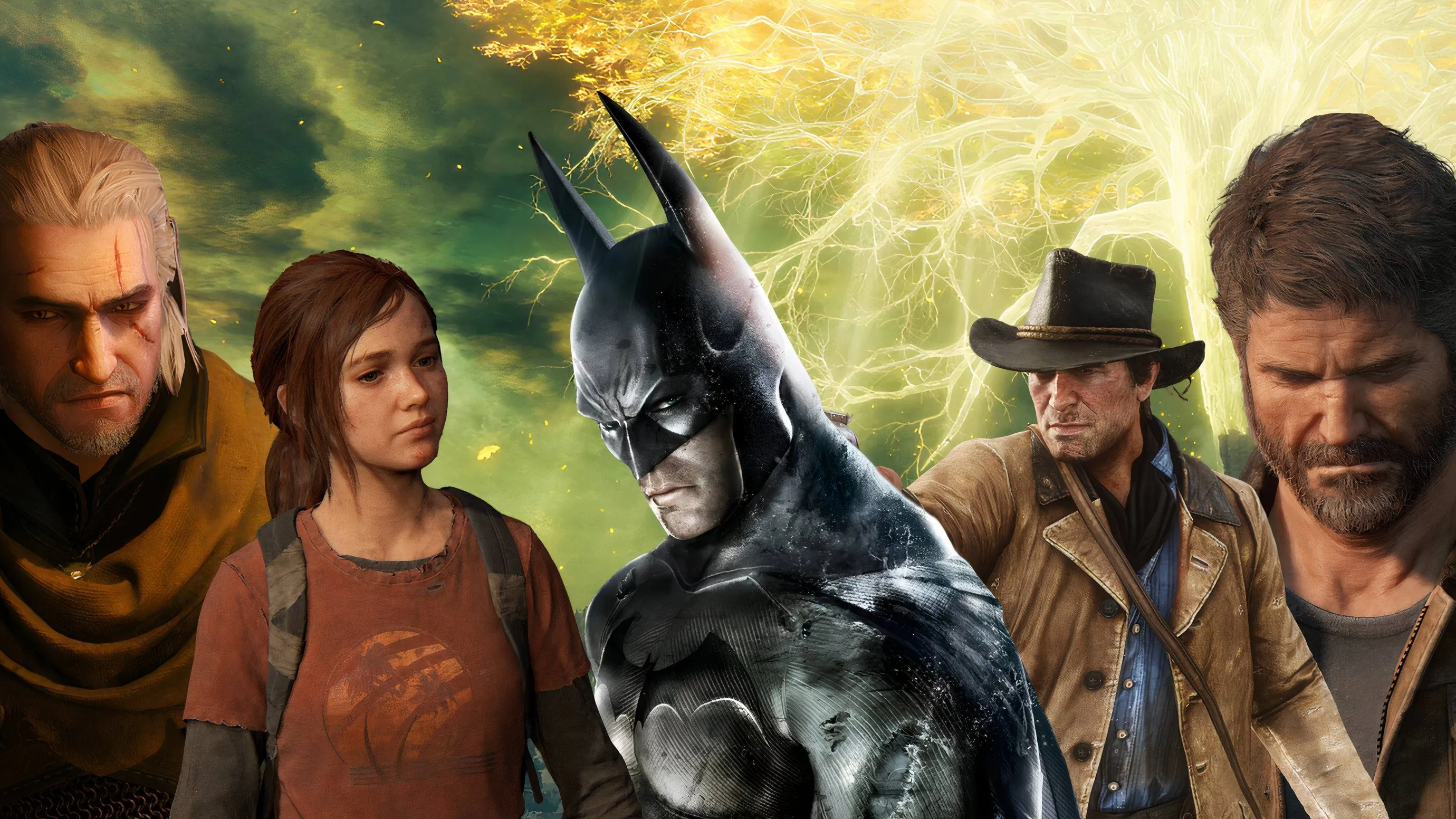 Các nhân vật game đơn nổi tiếng như Geralt, Ellie, Batman, Arthur Morgan và Joel Miller, khẳng định vị thế của The Last of Us trong làng game.