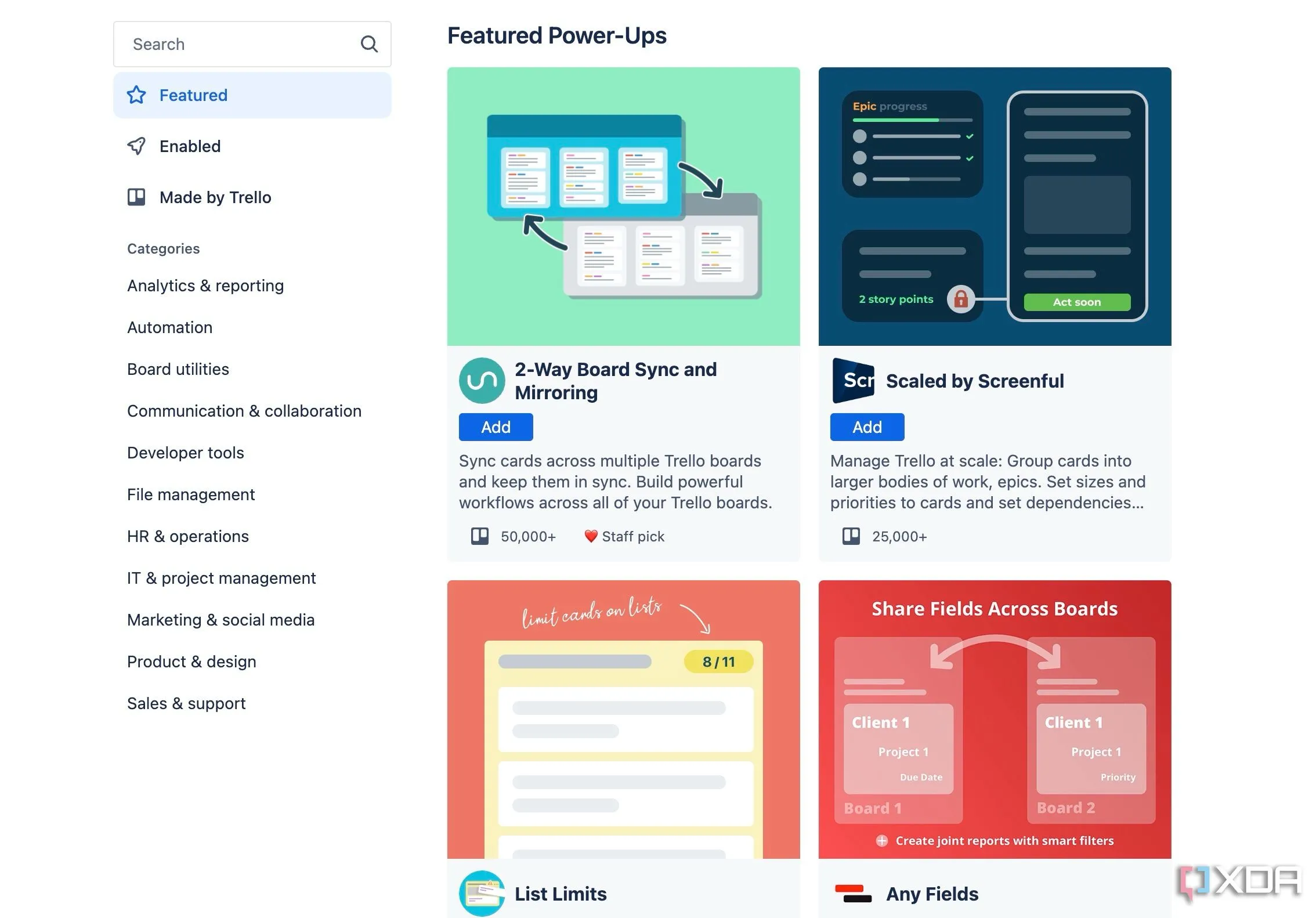 Các Power-ups của Trello cho phép tự động hóa và tích hợp