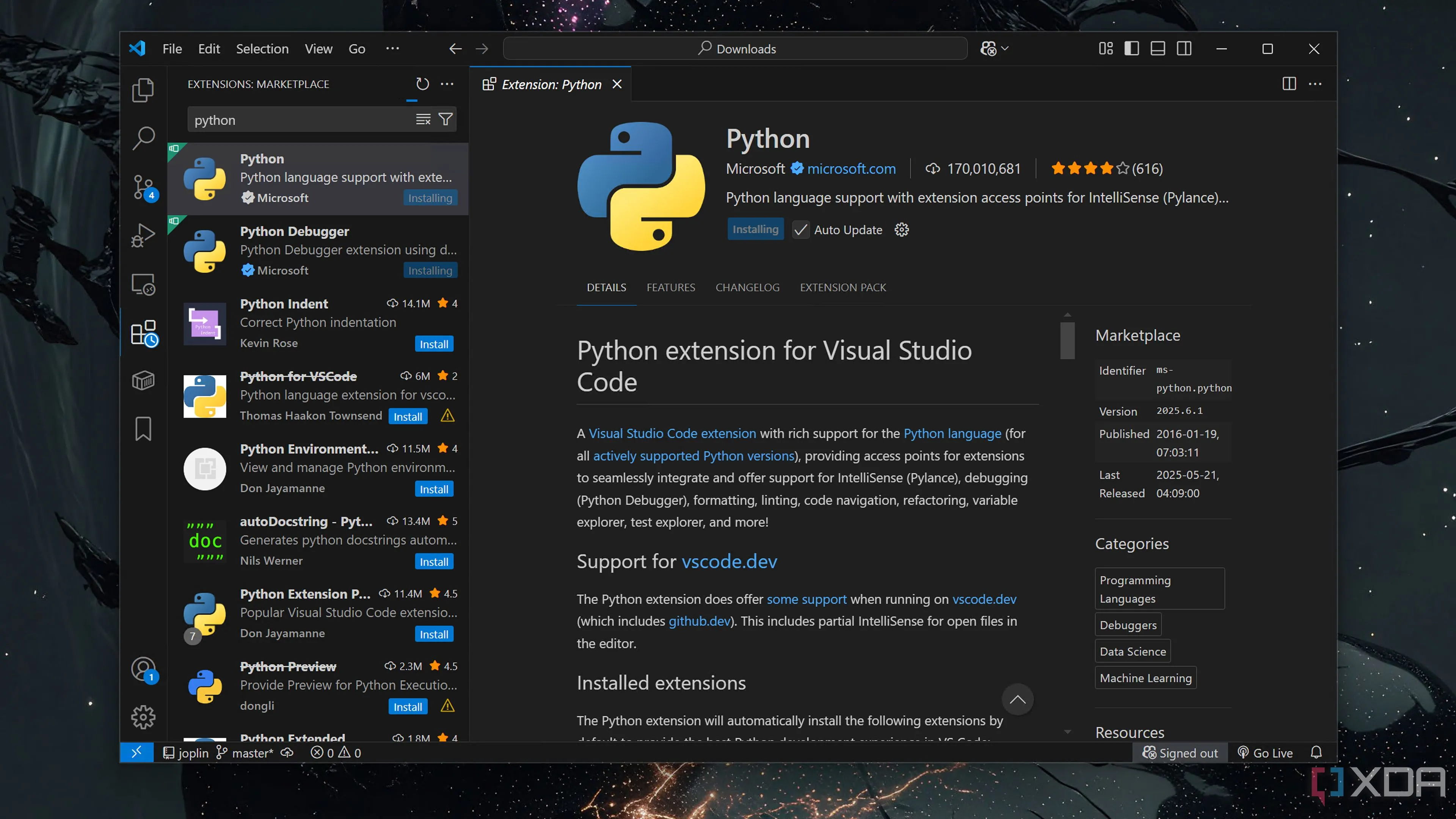 Cài đặt tiện ích mở rộng ngôn ngữ Python trong VS Code