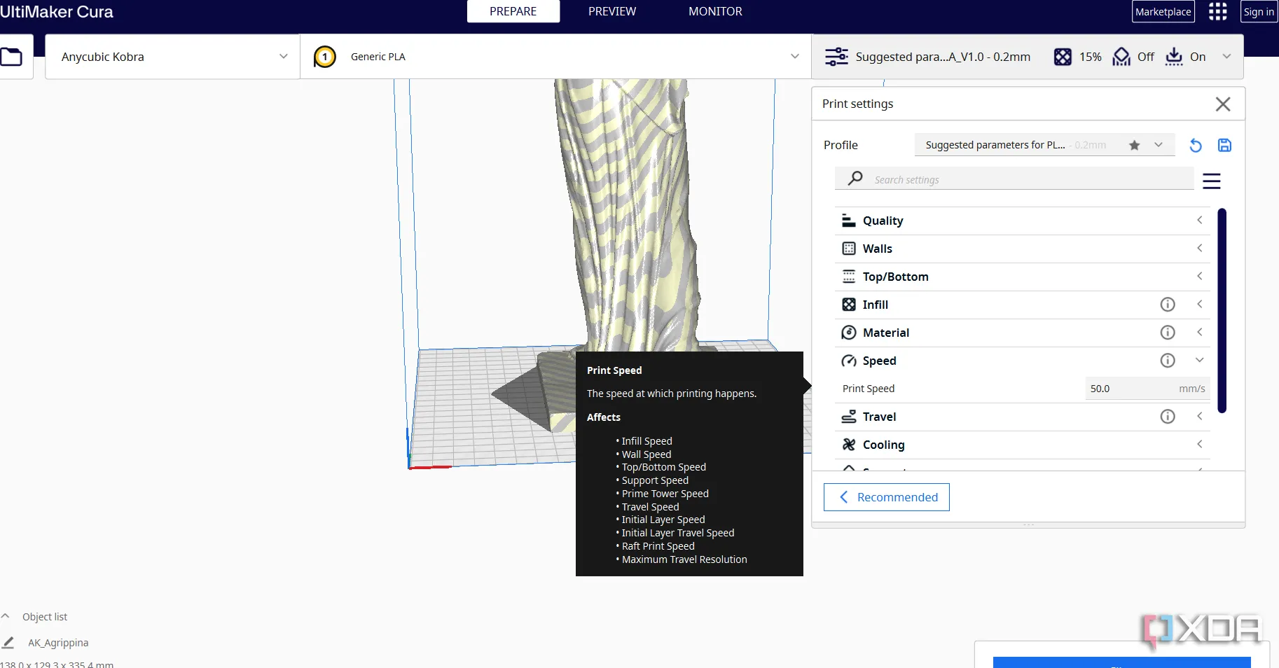 Cài đặt tốc độ in 3D trong phần mềm cắt lớp