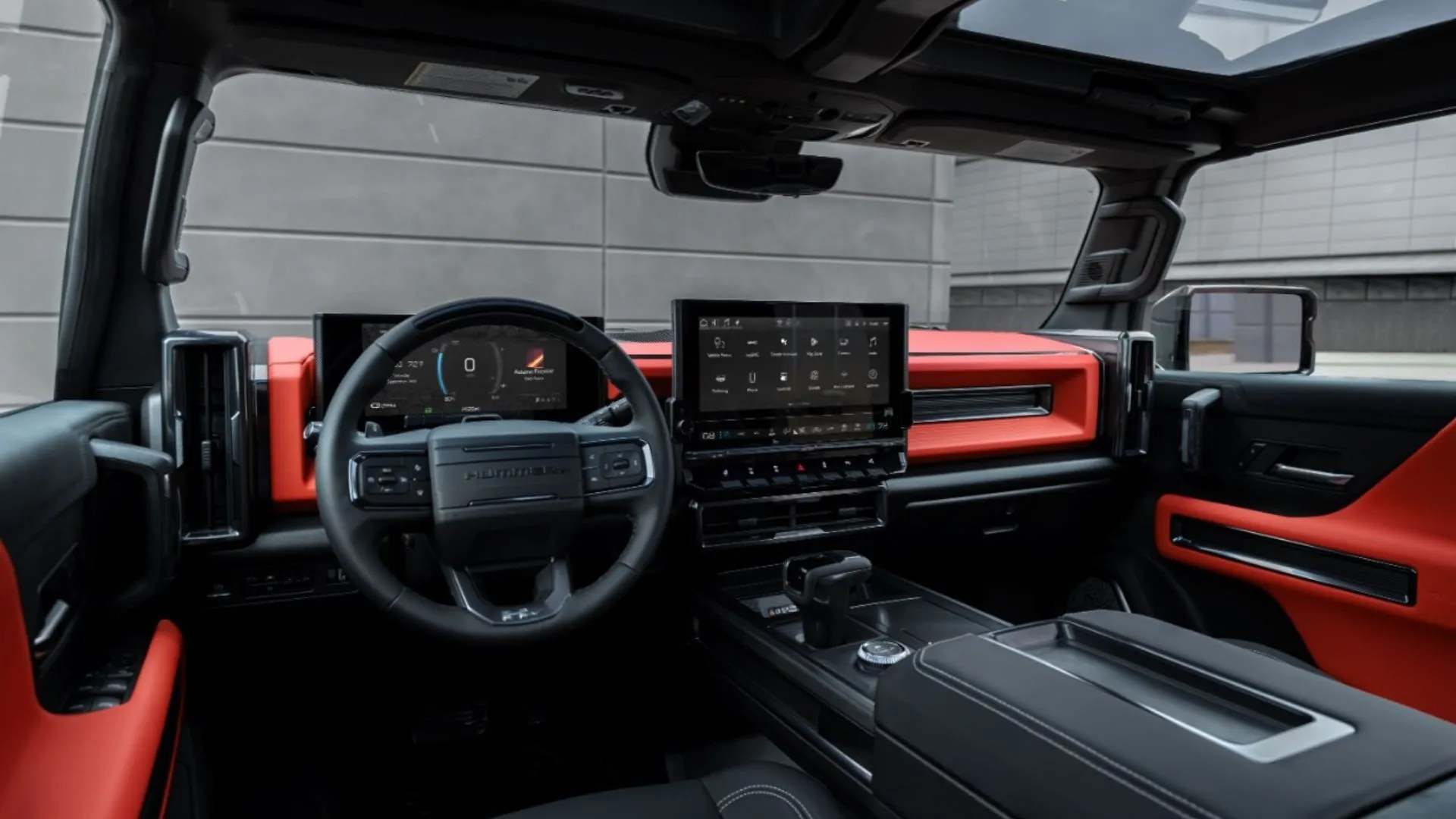 Cận cảnh nội thất bên trong xe GMC Hummer EV SUV.