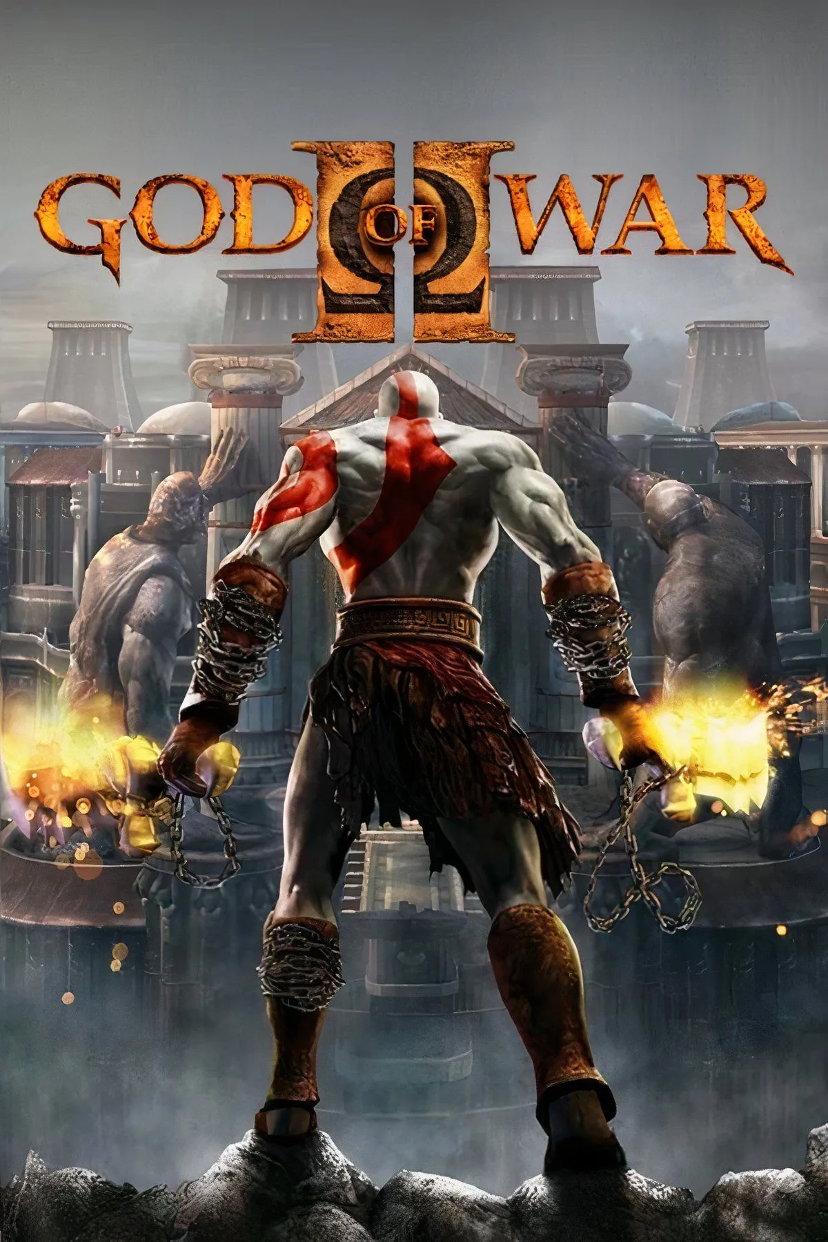 Cảnh chiến đấu hoành tráng trong God of War II trên PS2