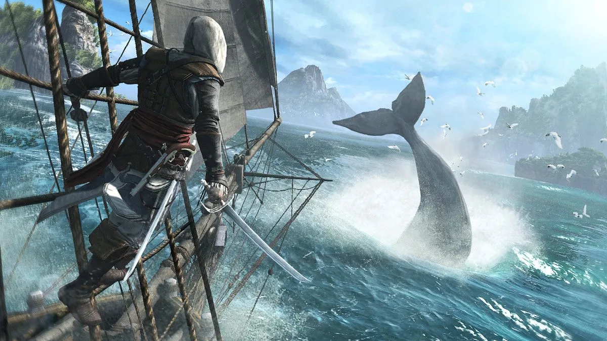 Cảnh chiến đấu trên biển hoành tráng trong Assassin's Creed IV: Black Flag, một phần của Rebel Collection