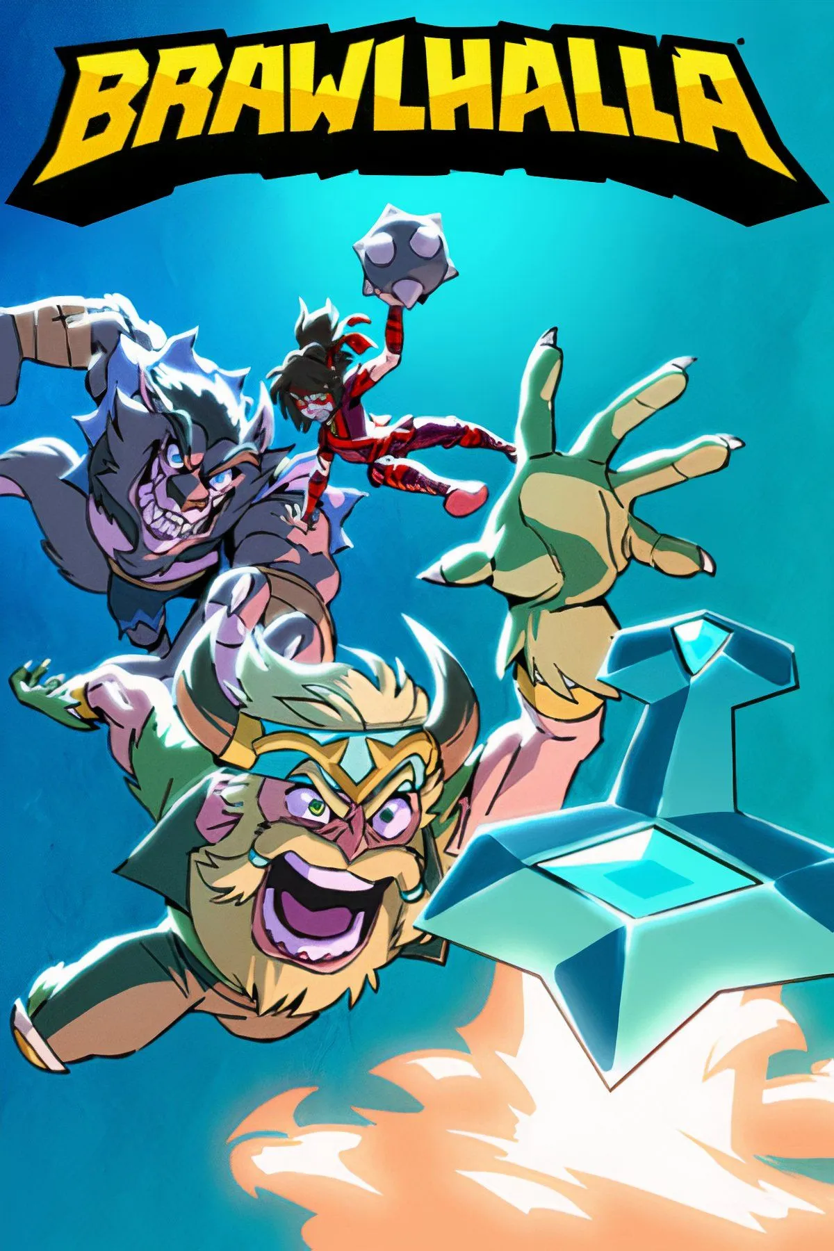 Cảnh chiến đấu trong game đối kháng Brawlhalla với các nhân vật trên sàn đấu