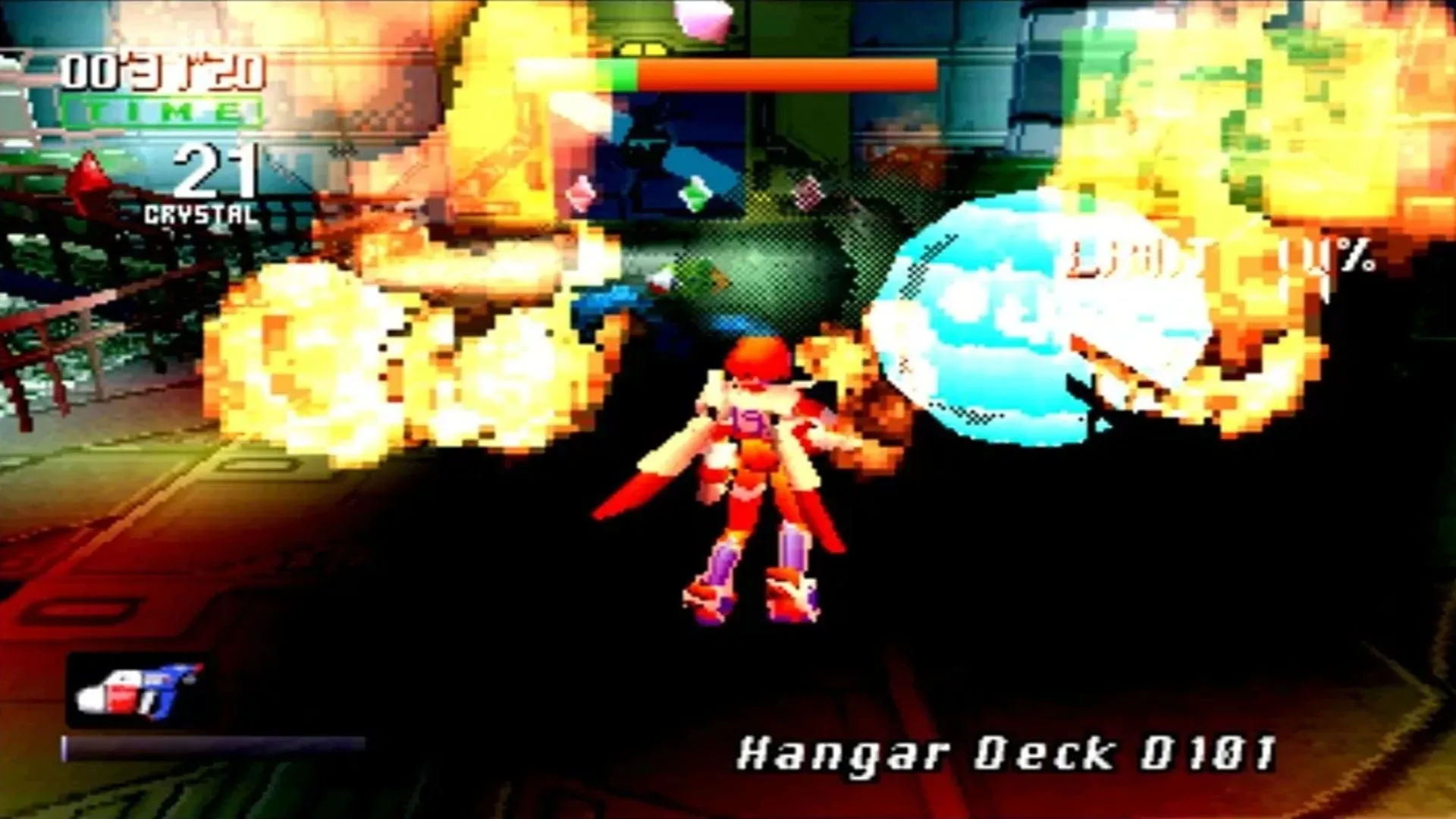 Cảnh chiến đấu và giải cứu trong Burning Rangers, một game hành động trên Sega Saturn