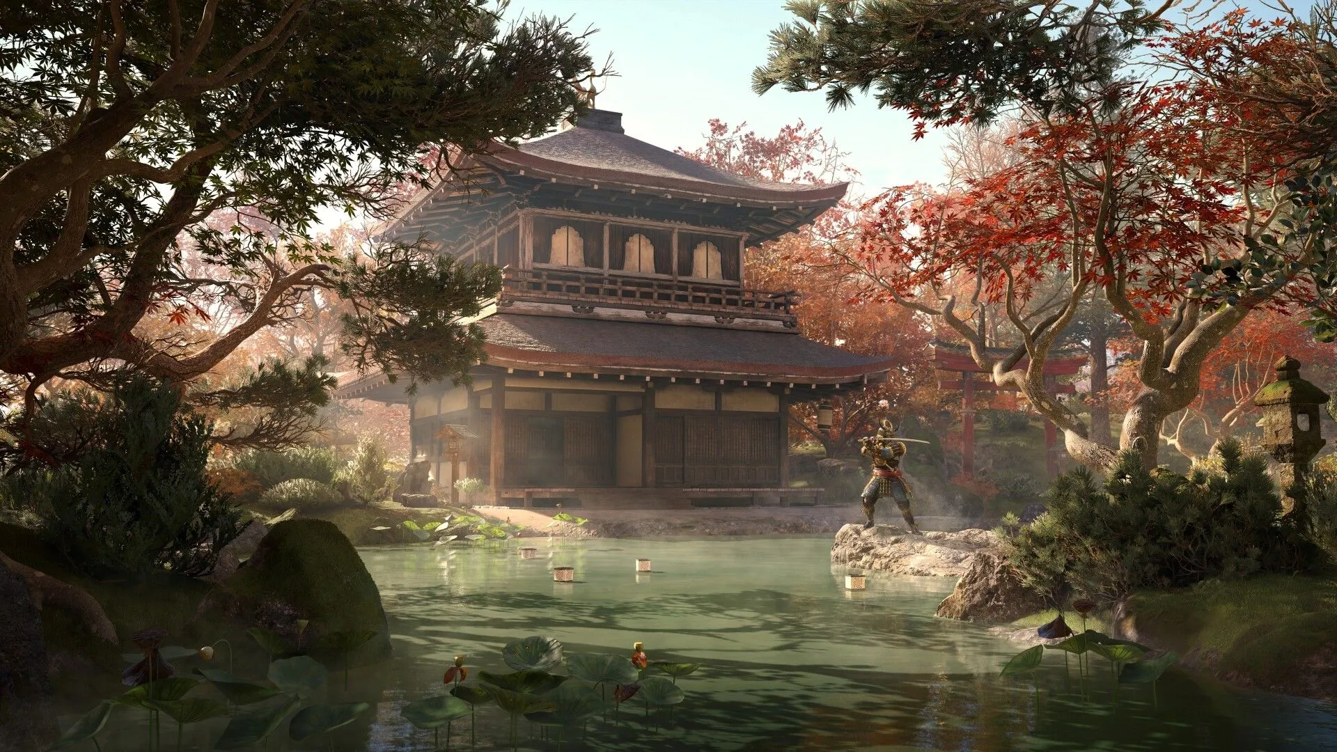 Cảnh hành động kịch tính của chiến binh Nhật Bản trong Assassin's Creed Shadows