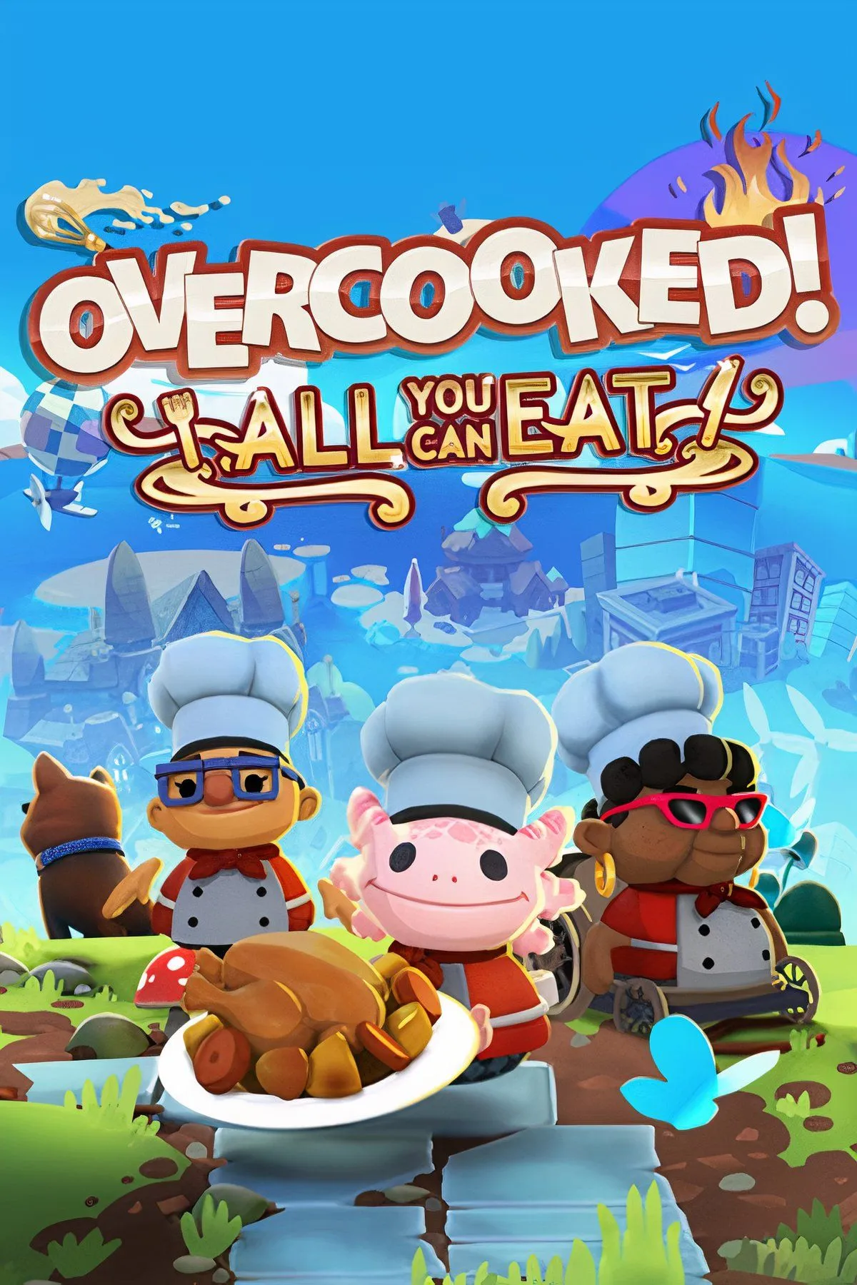 Cảnh hỗn loạn trong nhà bếp trên thuyền cướp biển của game Overcooked All You Can Eat