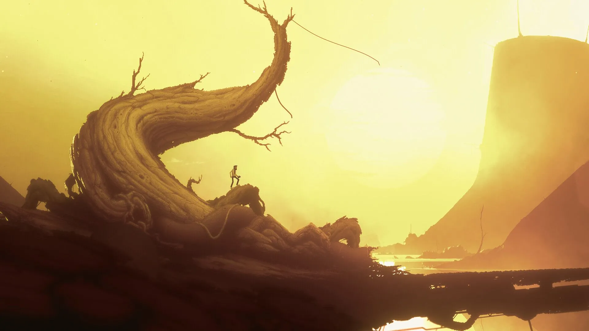 Cảnh quan tuyệt đẹp trong game Bionic Bay, minh họa sự đa dạng của game indie.