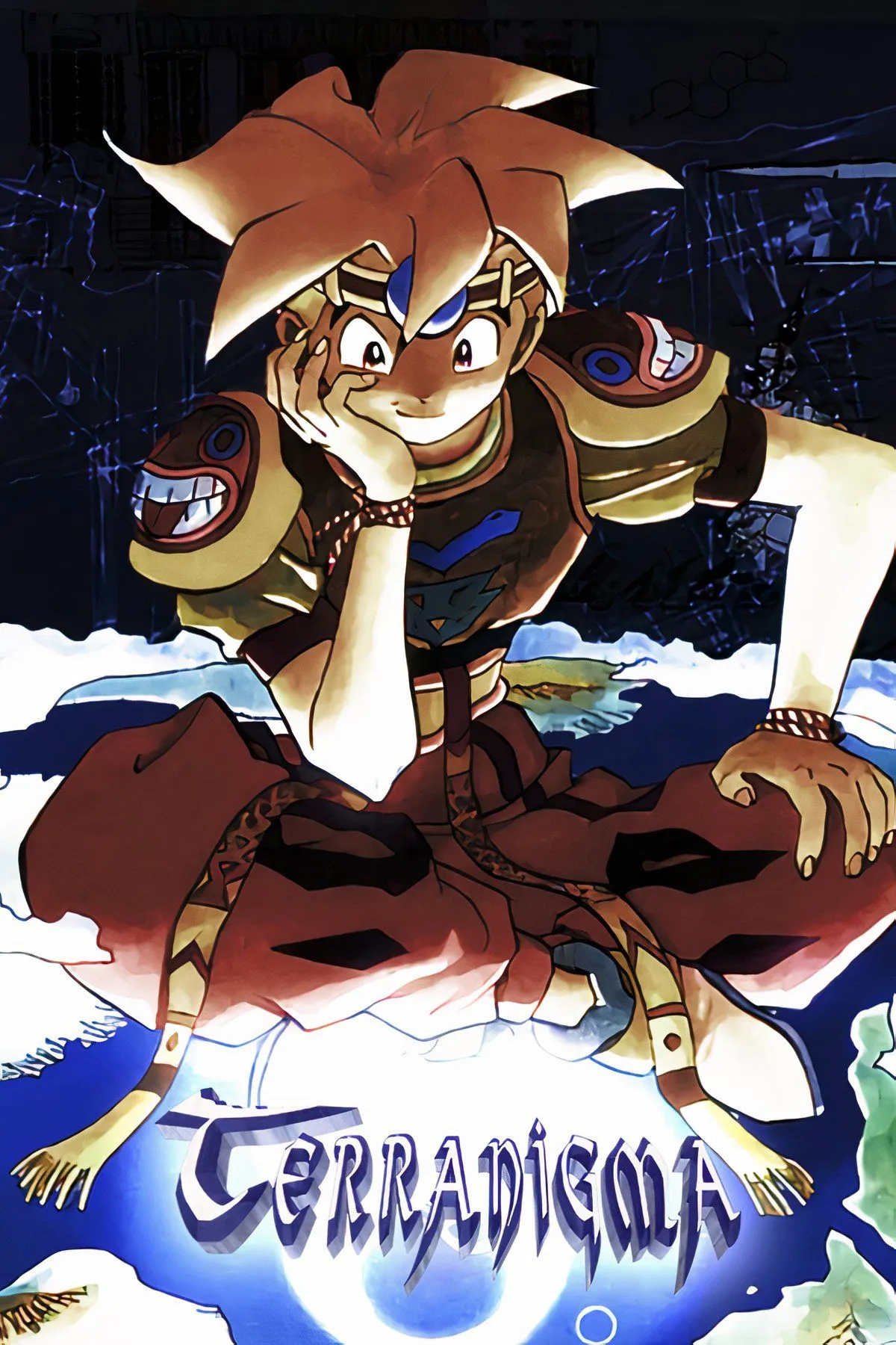 Cảnh trong game Terranigma, mô tả nhân vật chính Ark với đồ họa pixel art chi tiết của game nhập vai SNES