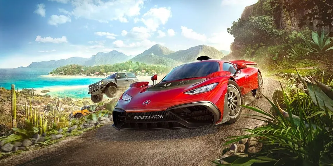 Cảnh xe đua tốc độ cao trên khung cảnh Mexico tuyệt đẹp trong Forza Horizon 5