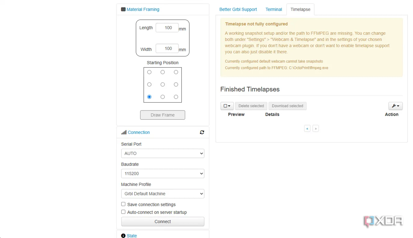 Cấu hình plugin Bettergrblsupport trong OctoPrint, tập trung vào thiết lập chung