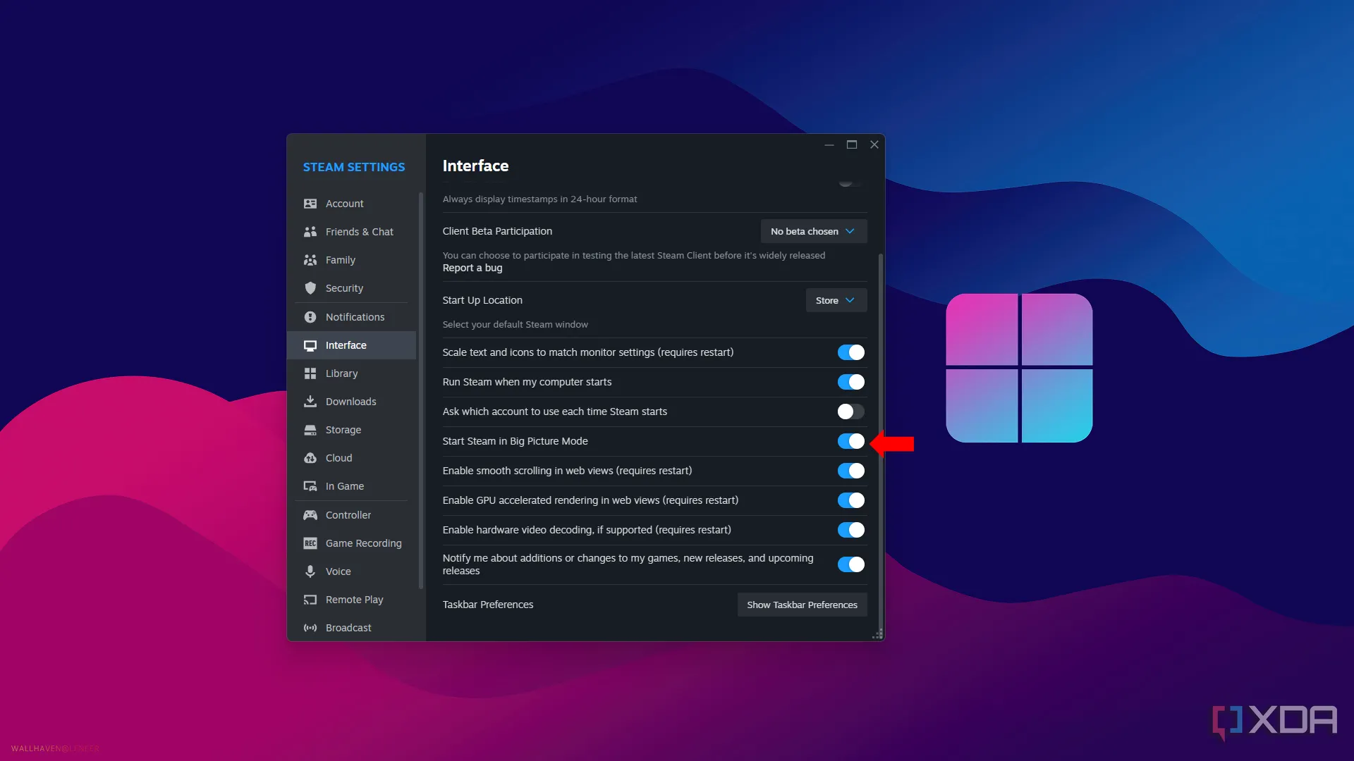 Chế độ Big Picture Mode của Steam trên màn hình lớn
