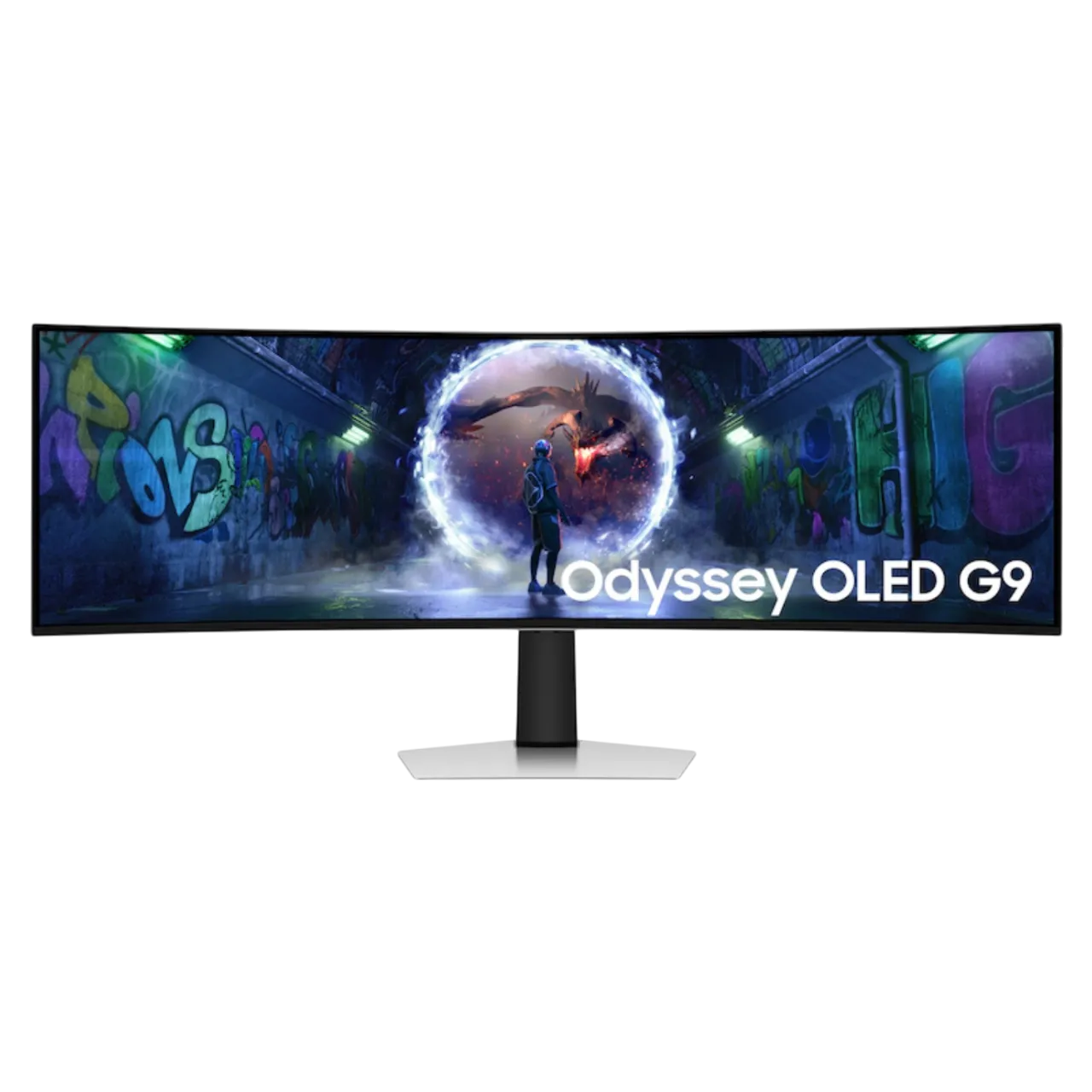 Chi tiết chân đế và mặt sau màn hình Samsung G93SD với đèn RGB