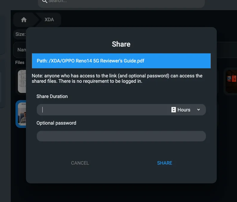 Chia sẻ tệp tin nhanh chóng qua liên kết trong FileBrowser Quantum