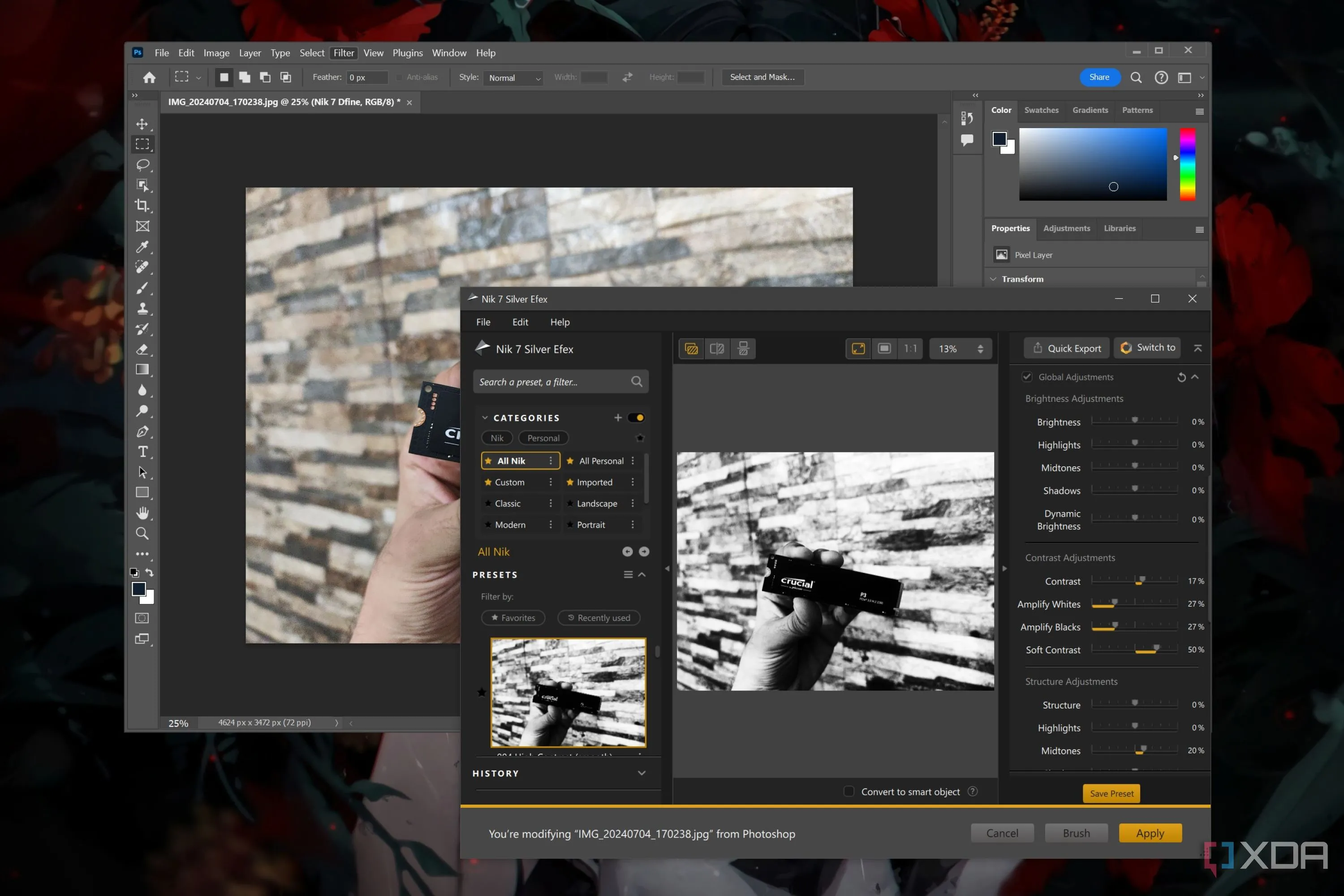 Chỉnh sửa hình ảnh trong Adobe Photoshop với sự trợ giúp của Nik 7 Silver Efex