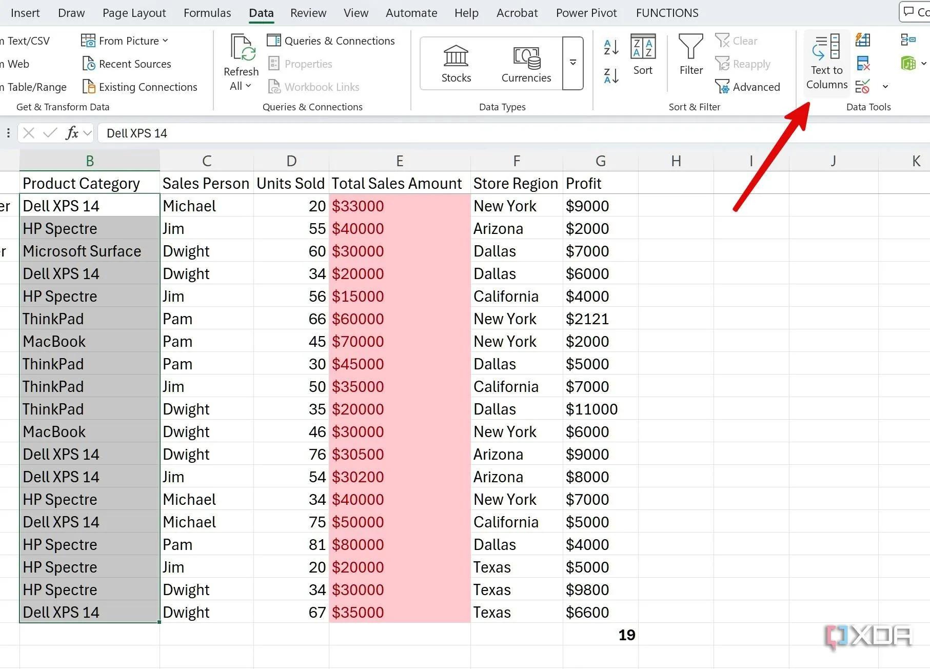 Chức năng Text to Columns trong Excel giúp tách dữ liệu từ một cột.