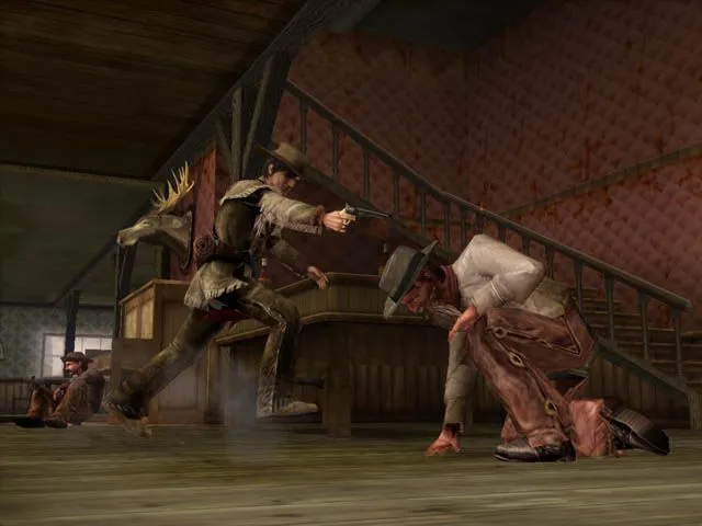 Colton White chiến đấu dữ dội trong một phân cảnh của game Gun tại Alhambra, thể hiện lối chơi bắn súng góc thứ ba