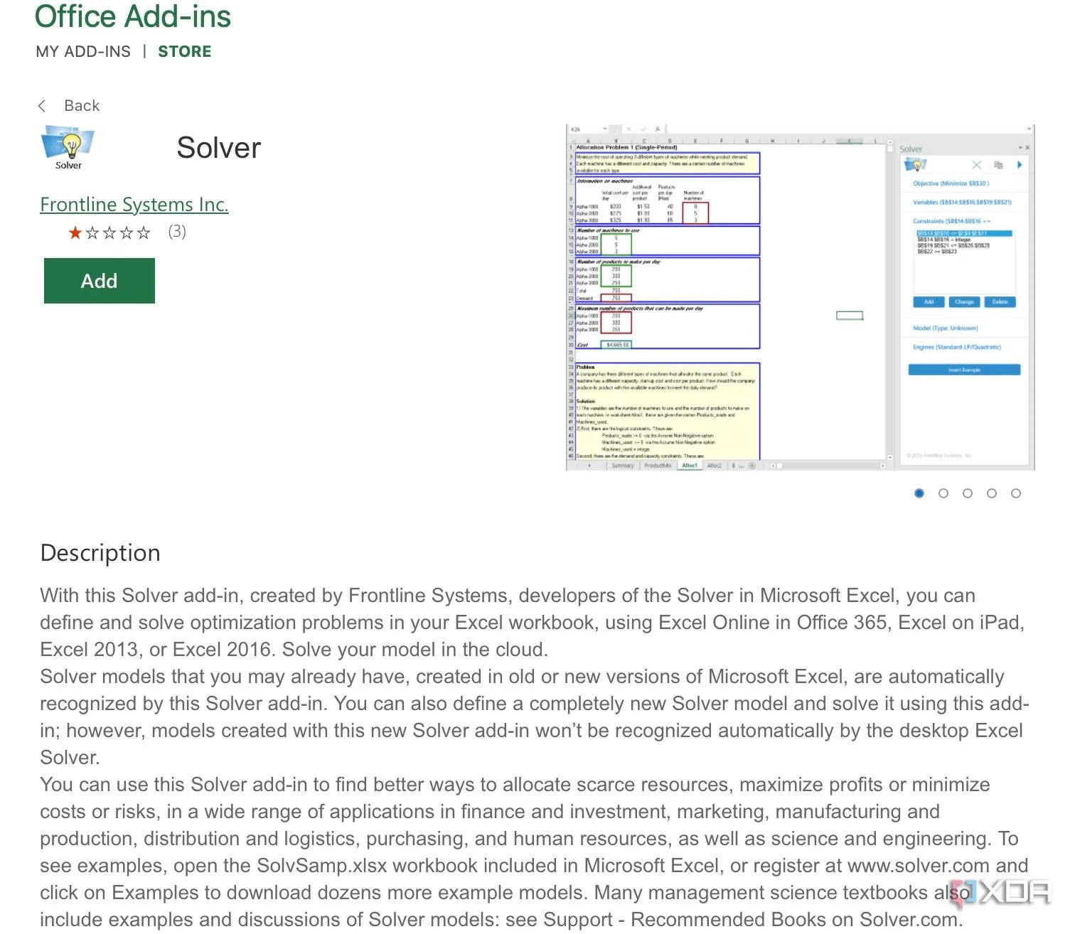 Cửa sổ công cụ Solver Add-in trong Excel để tối ưu hóa giải pháp kinh doanh
