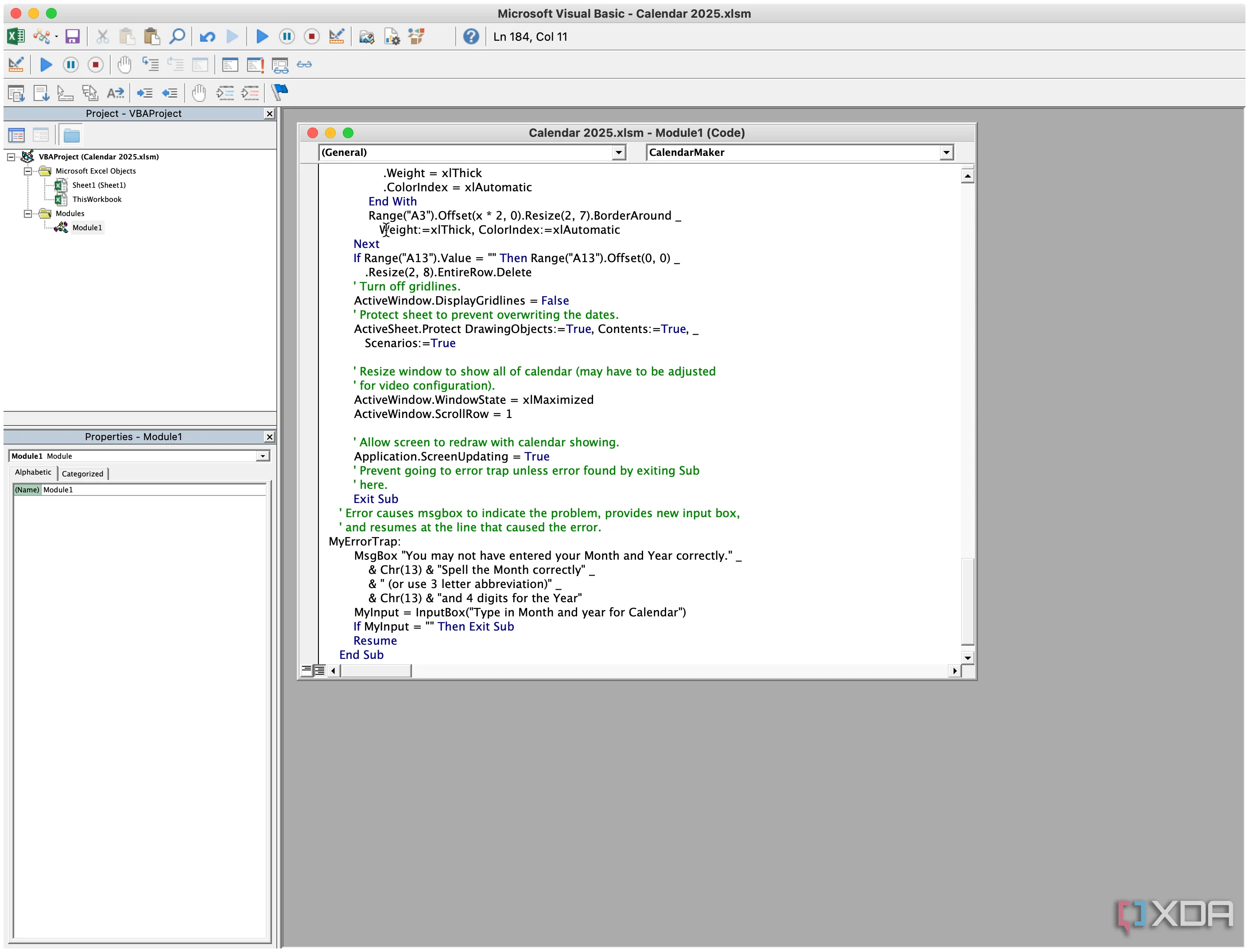 Cửa sổ Visual Basic for Applications (VBA) trong Excel để tạo macro tự động hóa