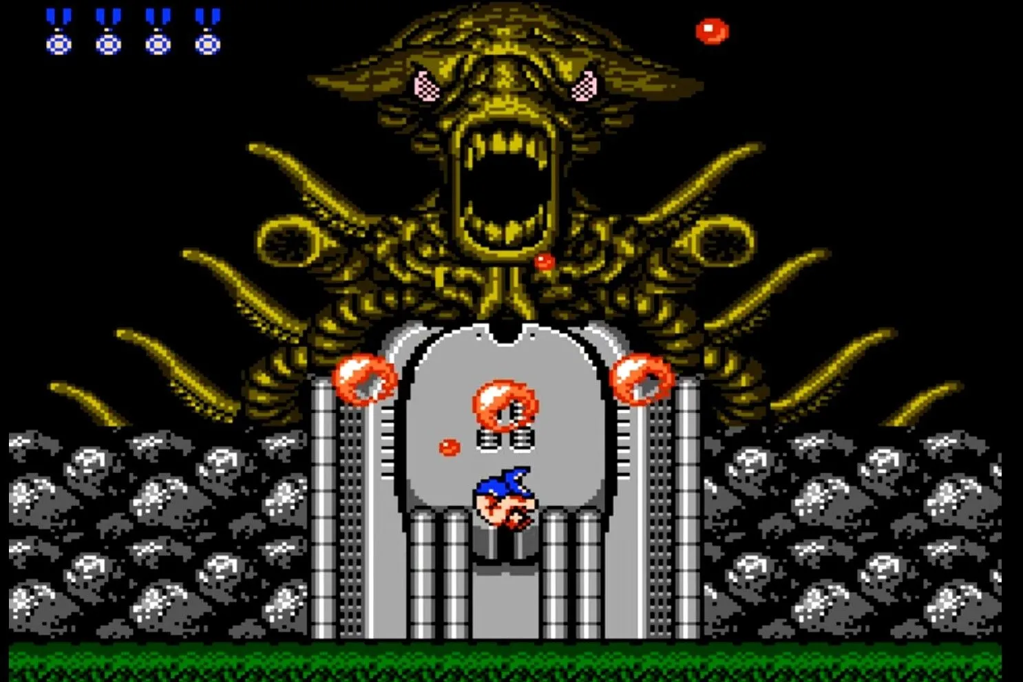 Cuộc chiến với trùm người ngoài hành tinh trong game Contra trên NES