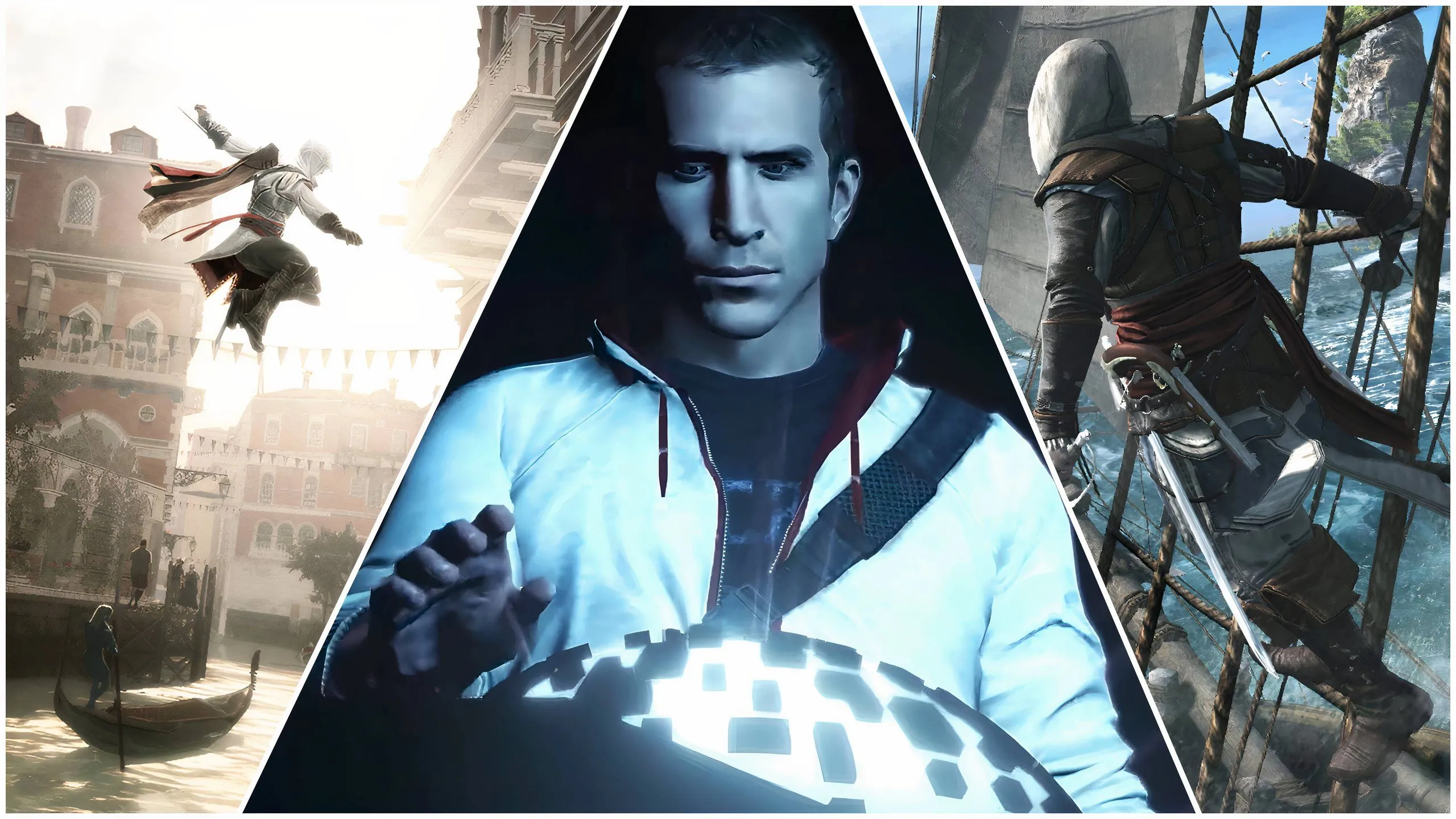 Desmond Miles cùng Ezio Auditore và Edward Kenway trong hình ảnh tổng hợp của Assassin's Creed