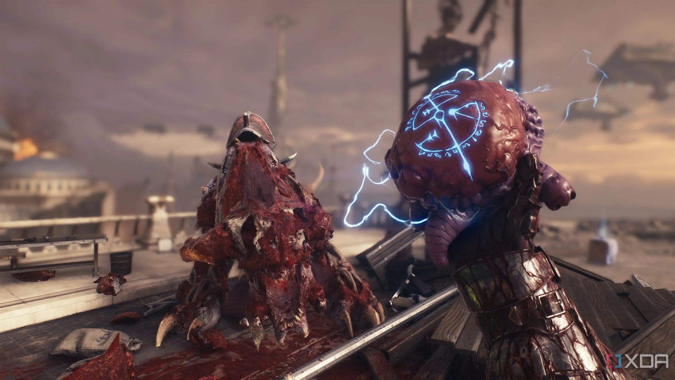 Doom Slayer cầm trái tim của một con quỷ trong tay trong Doom The Dark Ages