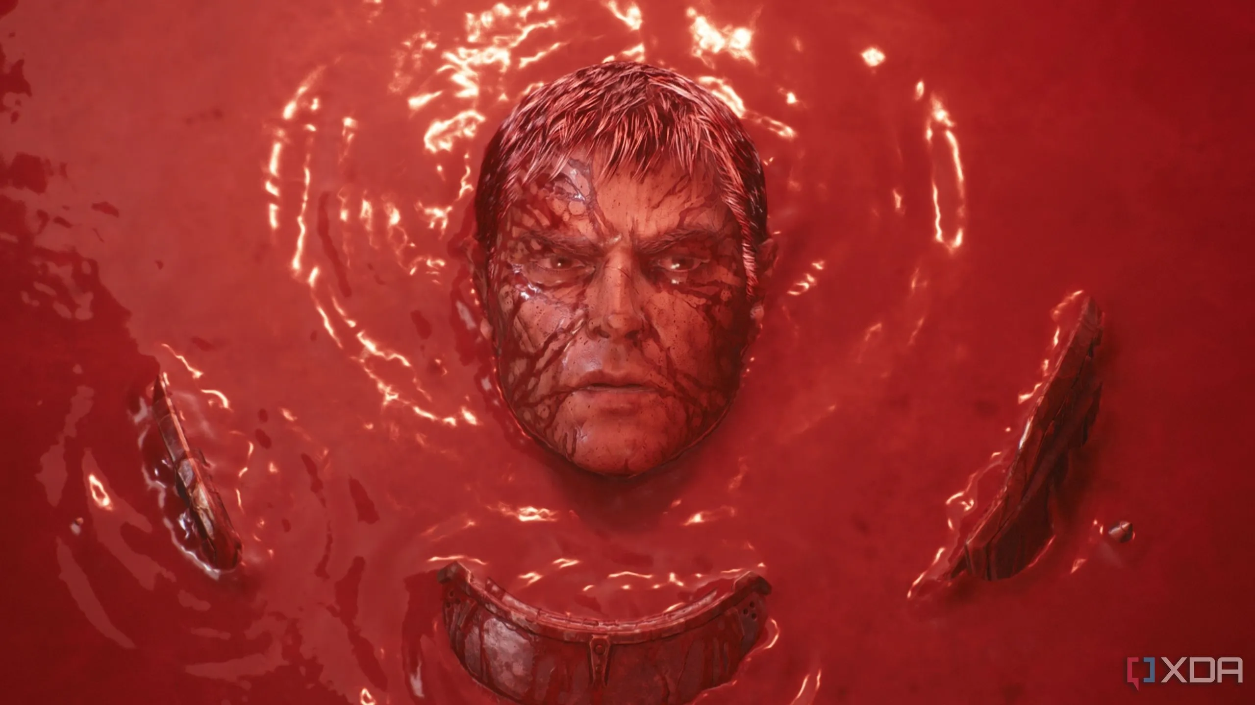Doom Slayer trỗi dậy từ vũng máu trong một phân cảnh của Doom: The Dark Ages, biểu tượng cho sự bất diệt và mục đích không lay chuyển của anh hùng.