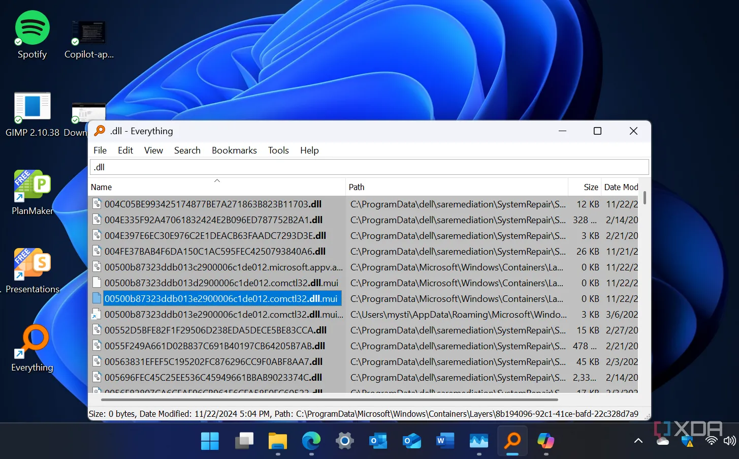 Everything trên Windows 11 hiển thị các file và thư mục hệ thống bị ẩn theo mặc định