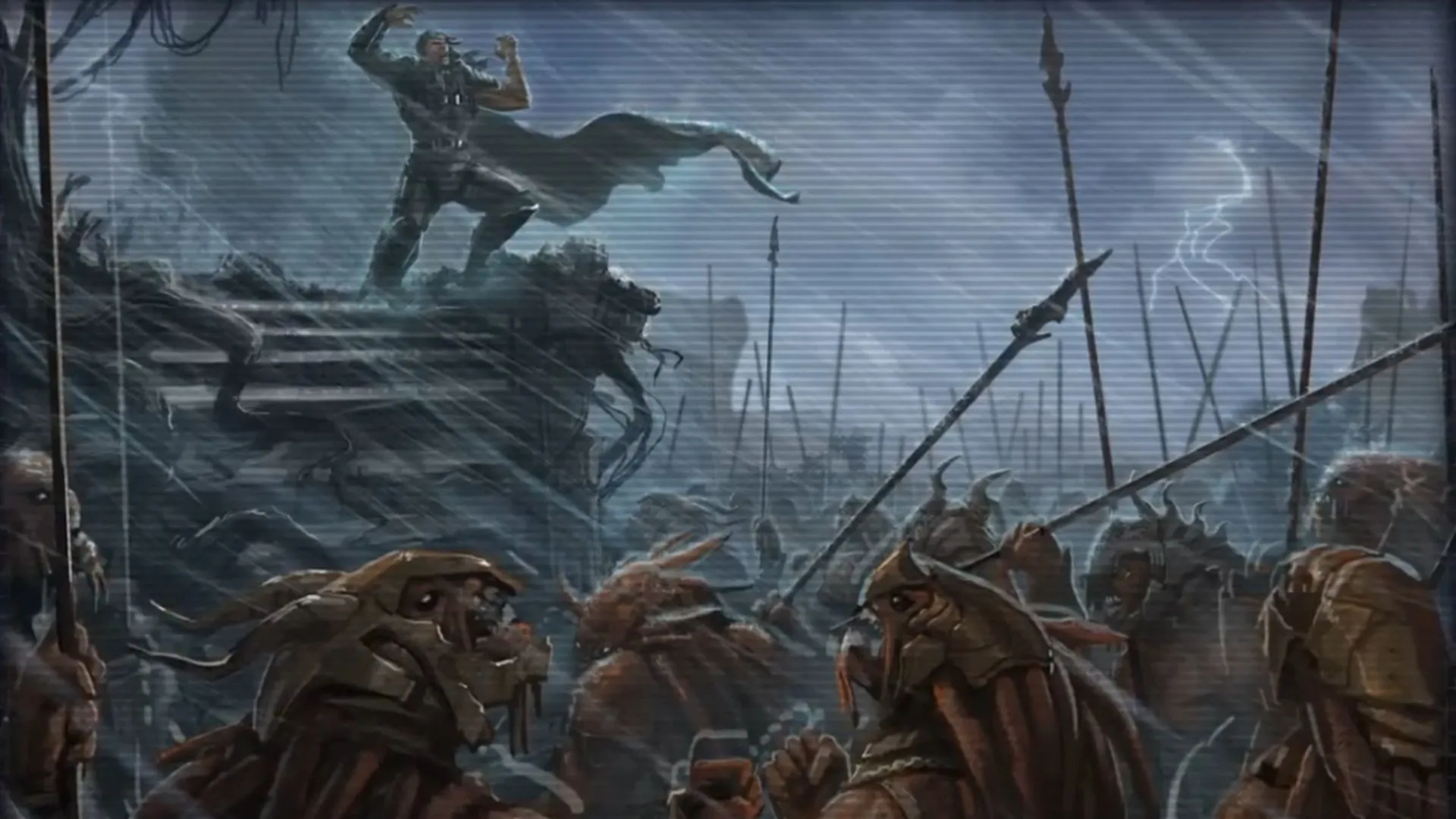 Exar Kun tập hợp quân đội Sith qua holorecording trong Star Wars The Old Republic, khắc họa sức mạnh và tầm ảnh hưởng của hắn.
