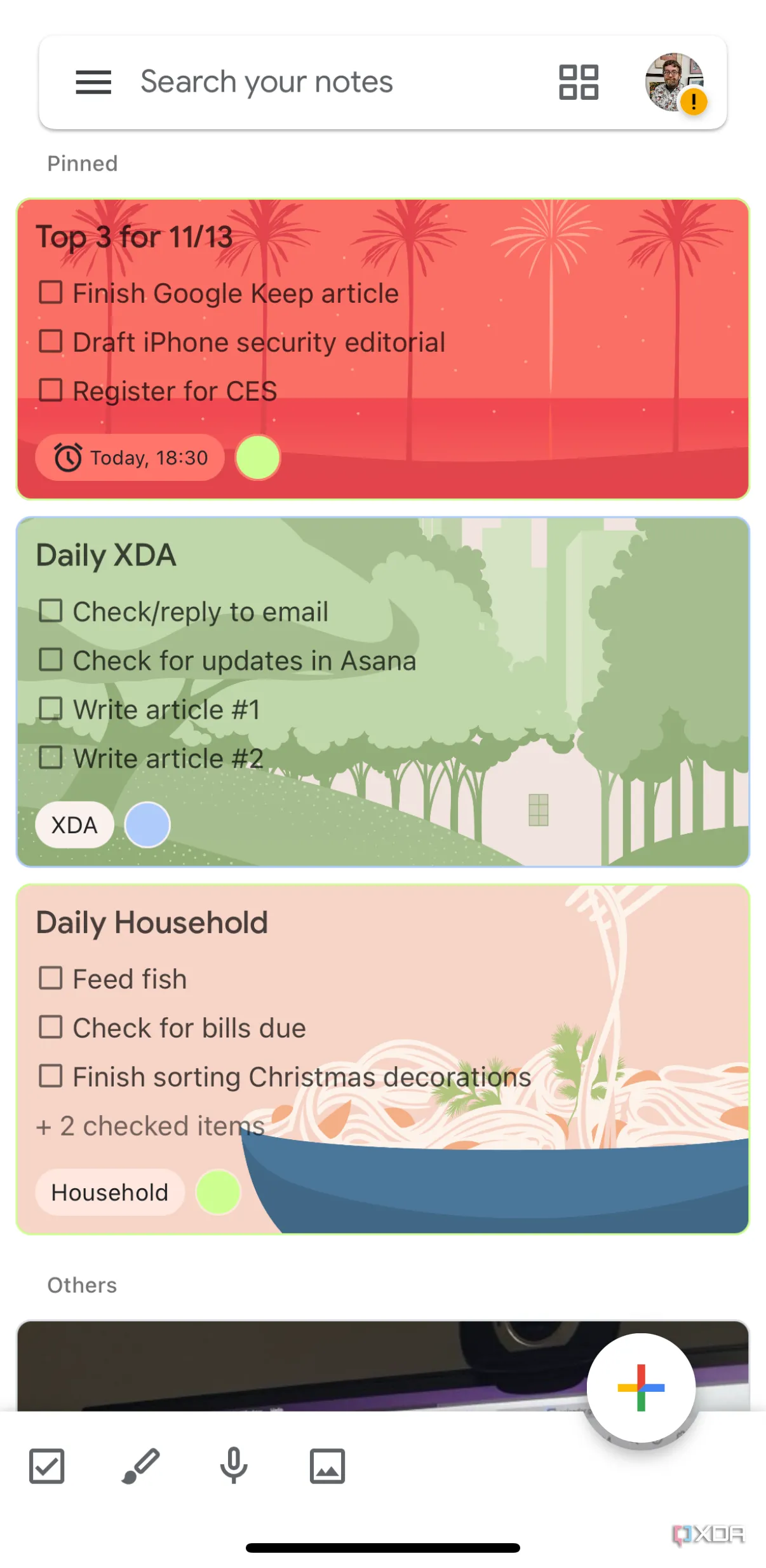 Ghi chú được ghim trong Google Keep để dễ dàng truy cập