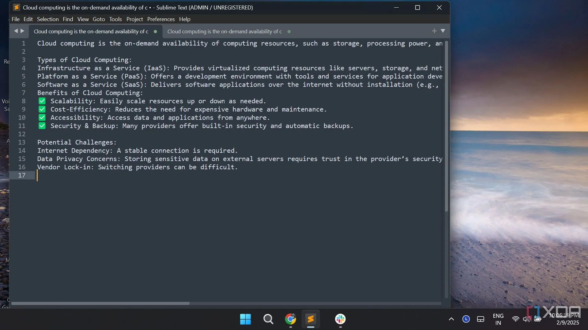 Ghi chú nhanh bằng Sublime Text trên Windows 11, một ví dụ về công cụ hỗ trợ ghi chú hiệu quả