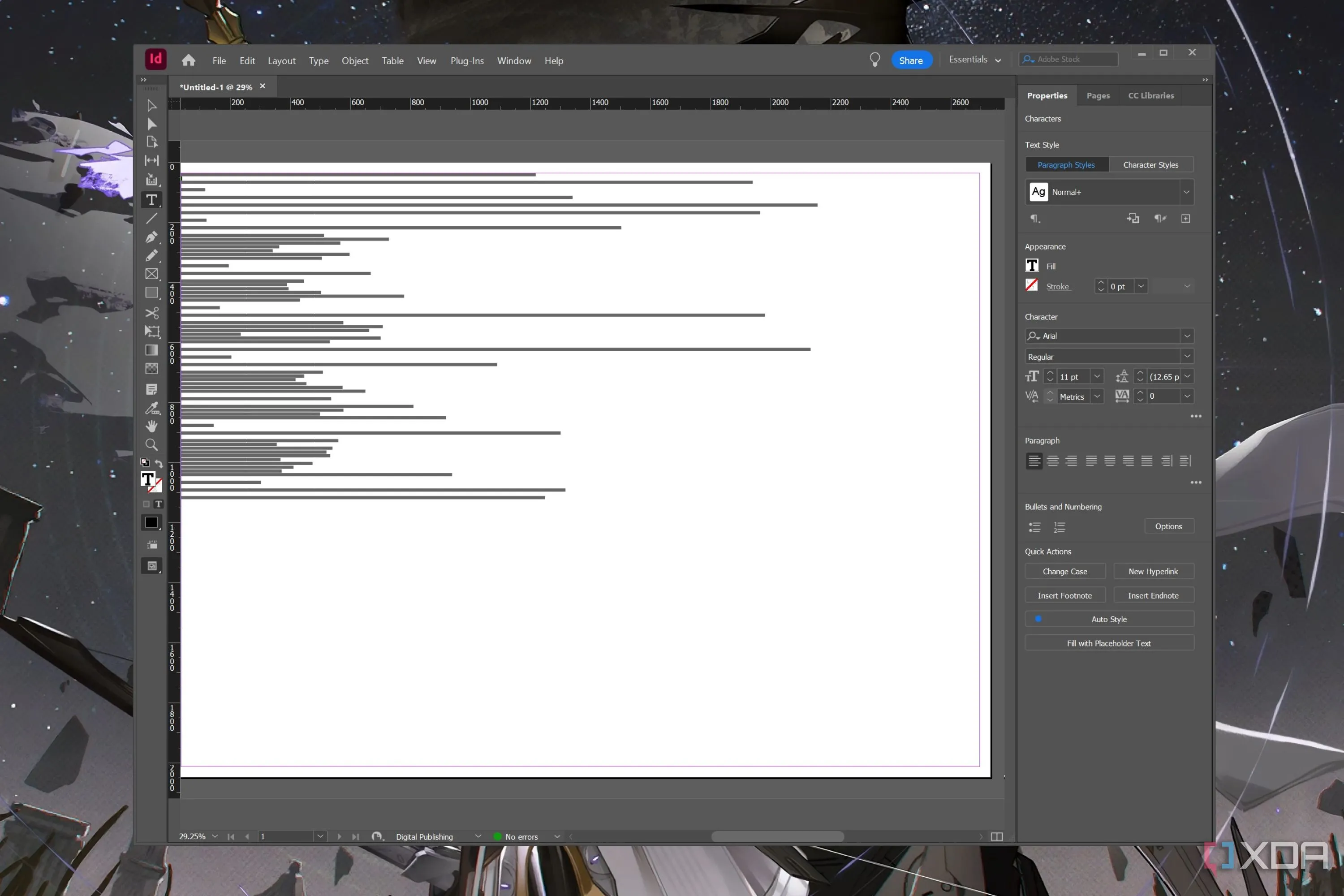 Giao diện bên trong Adobe InDesign đang thiết kế một tạp chí với nhiều trang và bố cục chuyên nghiệp