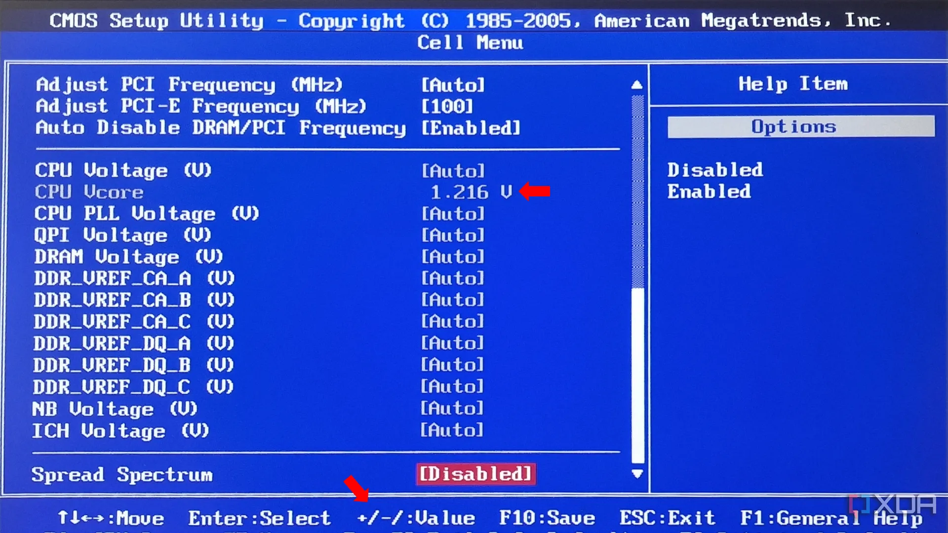 Giao diện cài đặt giảm điện áp (undervolt) trong BIOS hoặc phần mềm tối ưu CPU