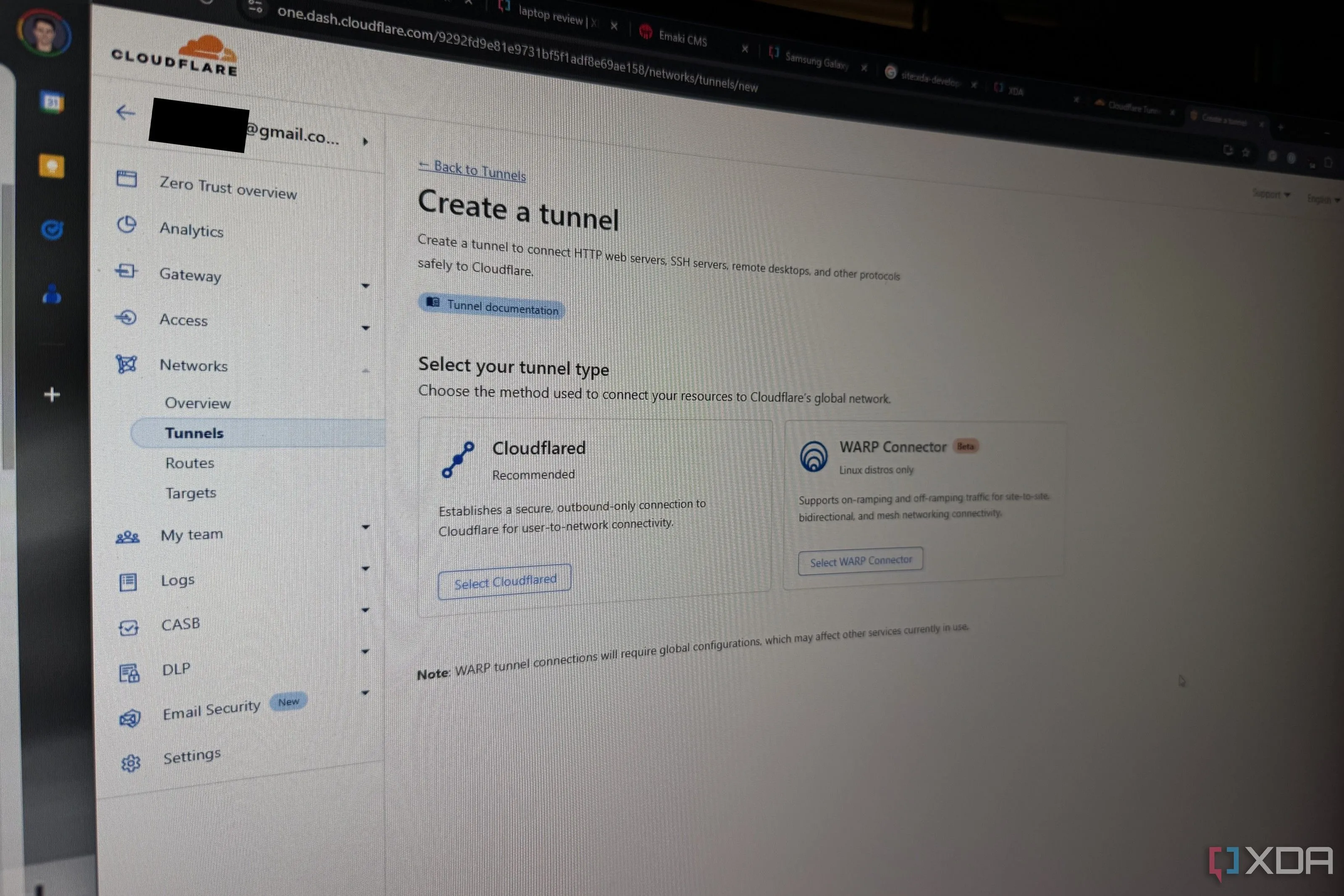 Giao diện Cloudflare Tunnels đang được cấu hình, thể hiện một giải pháp truy cập mạng từ xa thay thế VPN truyền thống