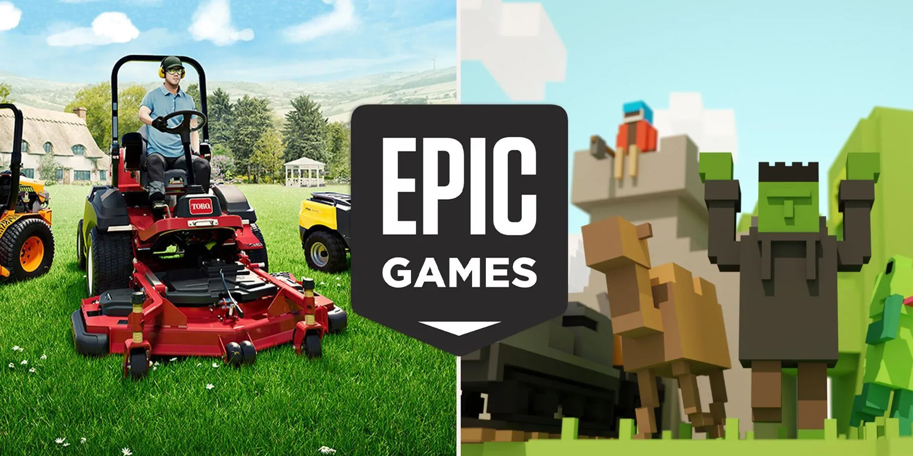 Giao diện Epic Games Store với các tựa game miễn phí như Lawn Mowing Simulator và Unrailed