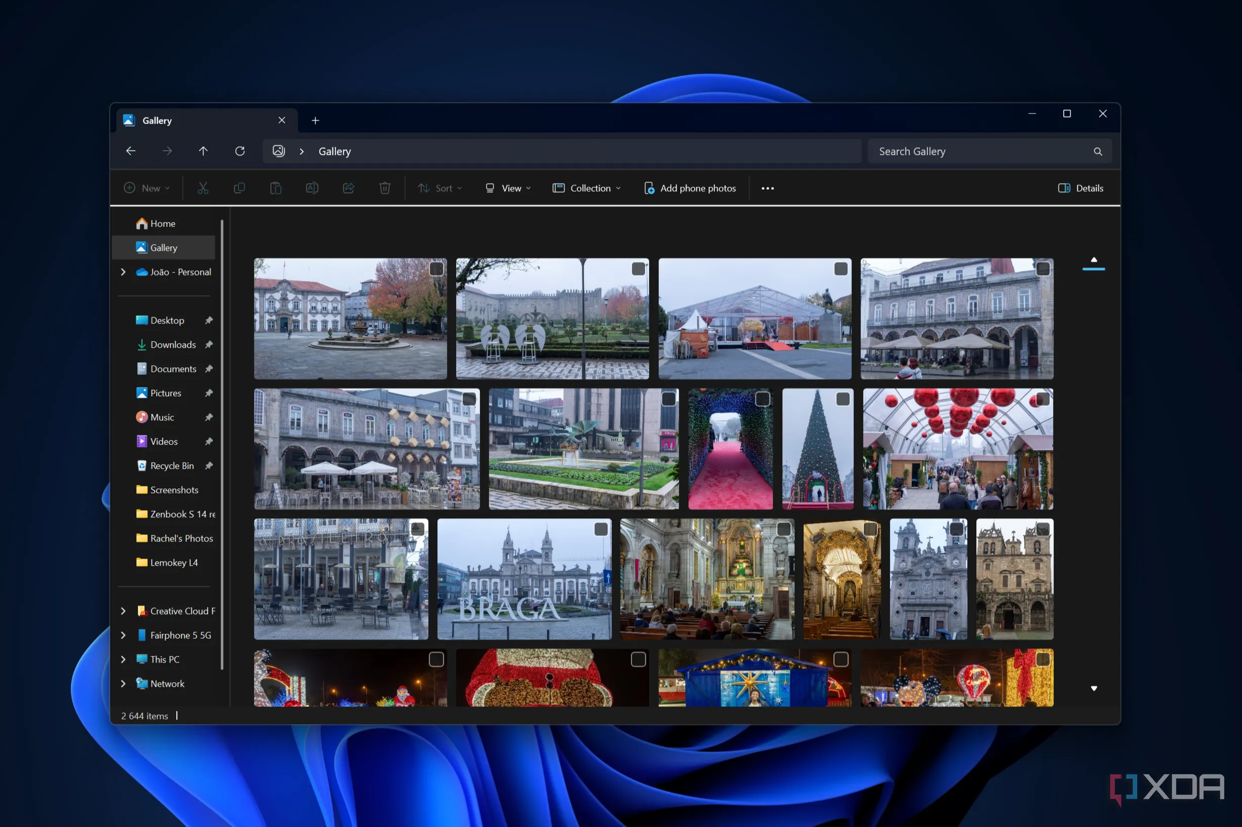 Giao diện File Explorer trên Windows 11, minh họa khả năng quản lý thư viện ảnh và video.