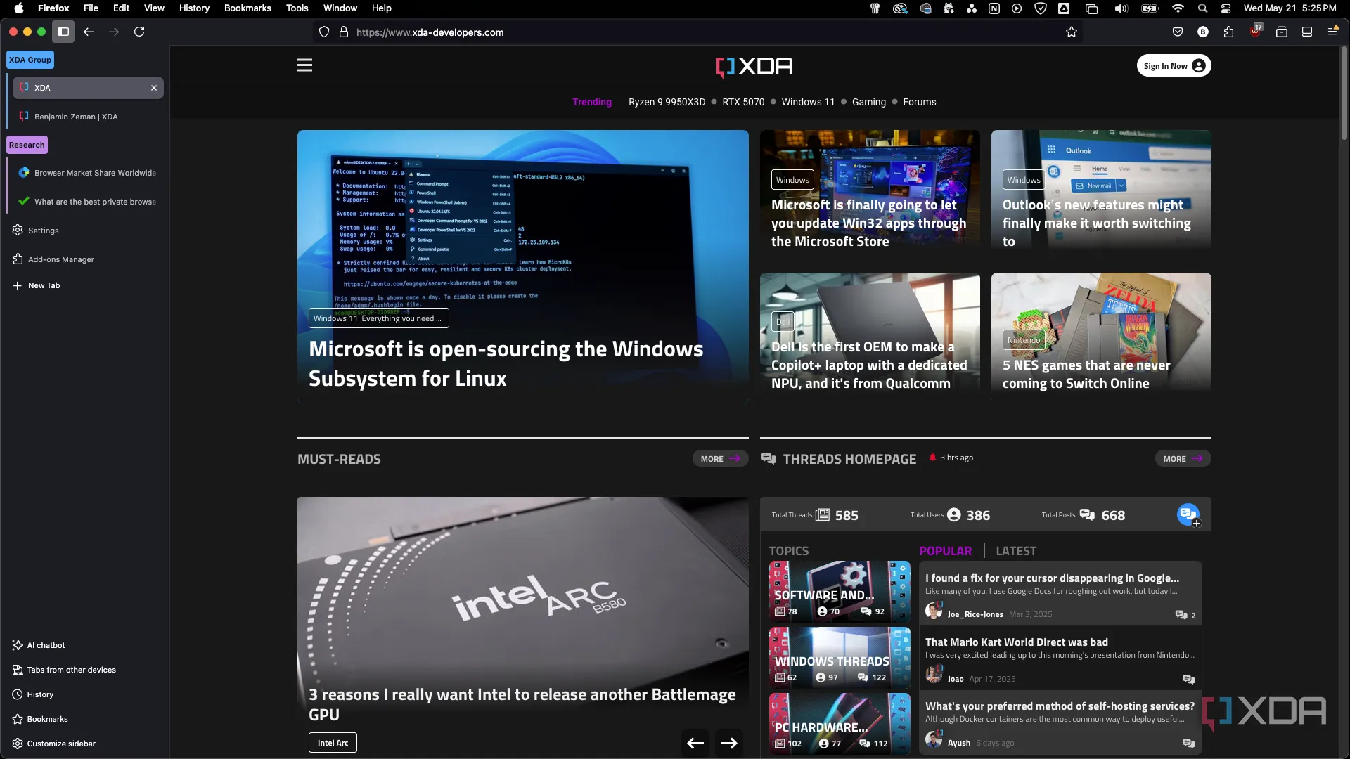 Giao diện Firefox Browser hiển thị tính năng nhóm tab